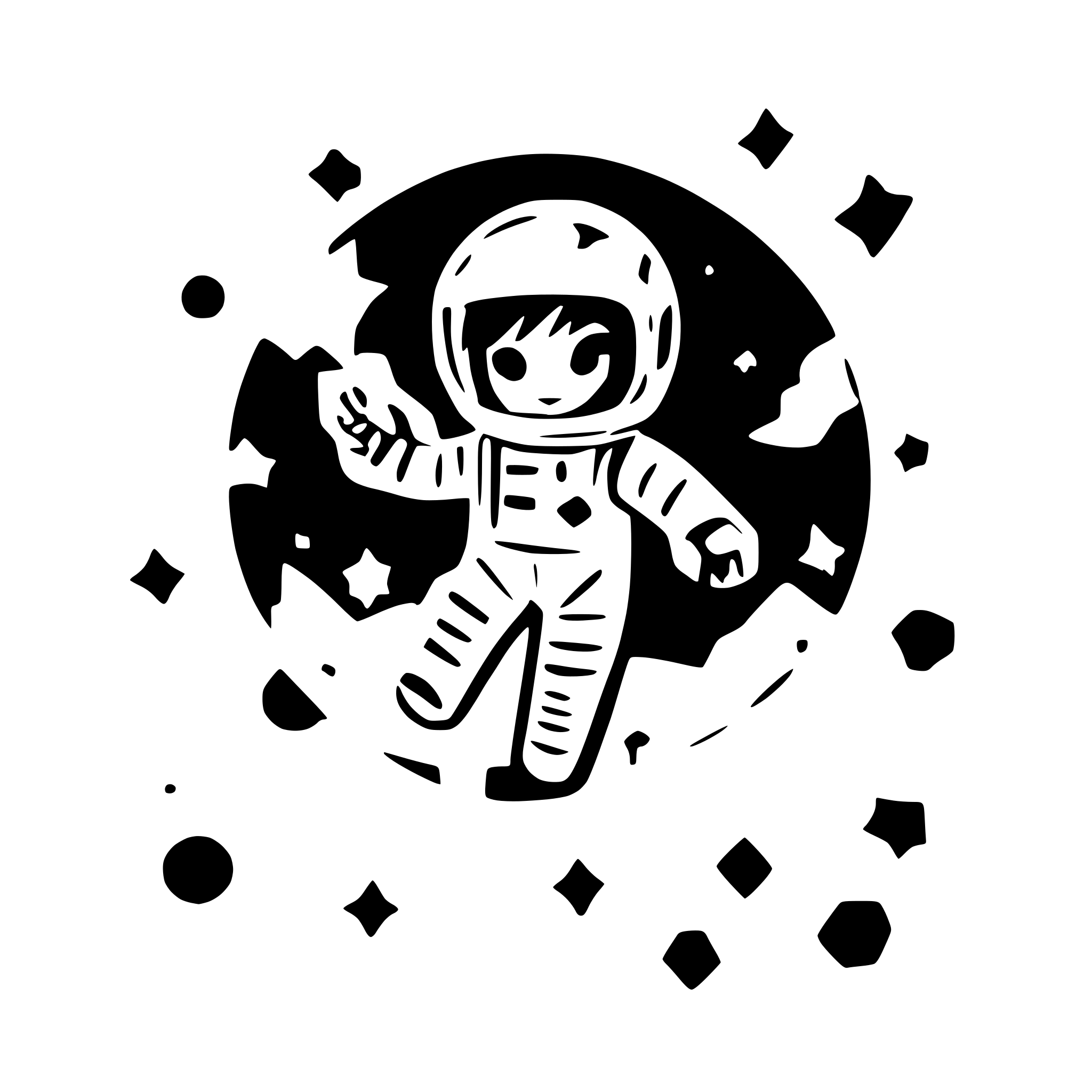 AI-generated SVG of a astronaut floating between stars