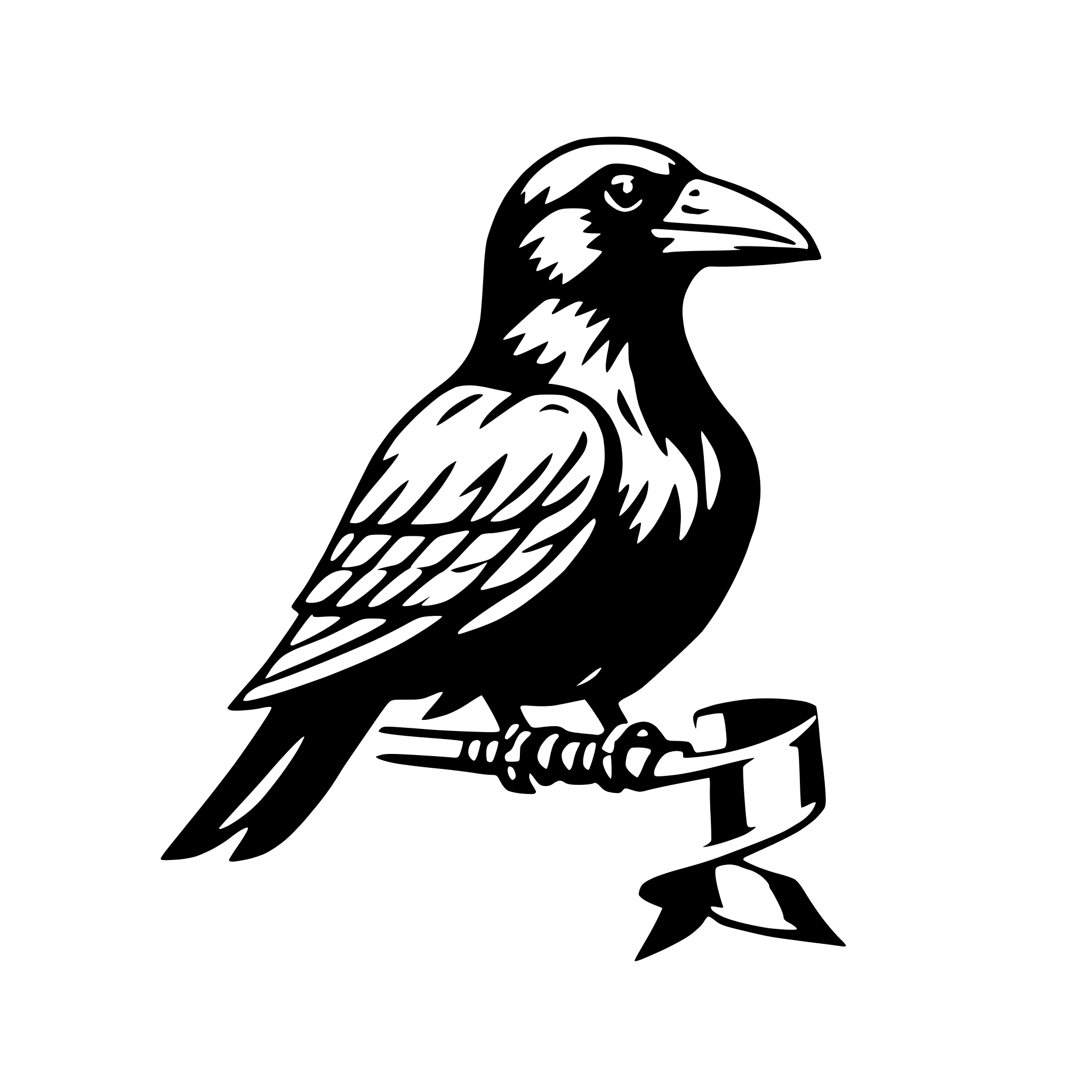 AI-generated SVG of a raven with ribbon