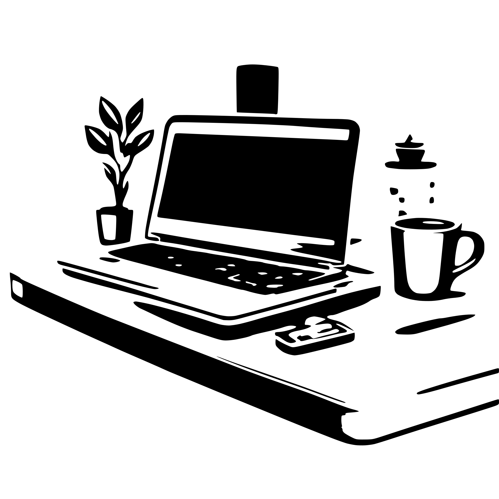 AI-generated SVG of a A sleek laptop open on a modern desk with a cup of coffee beside it. AI-generated SVG of a A sleek laptop open on a modern desk with a cup of coffee beside it.
