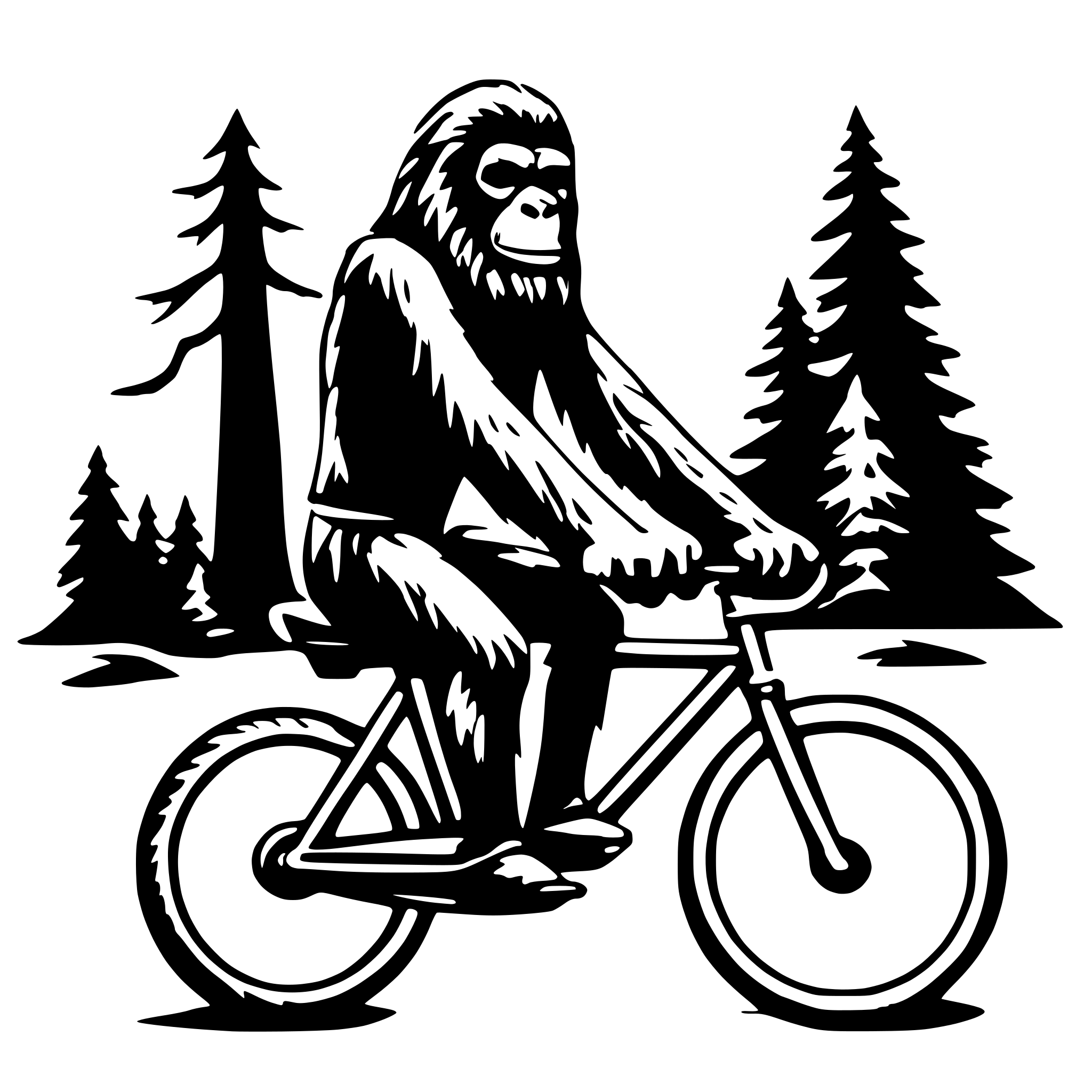 AI-generated SVG of 'sasquatch on a bicycle'