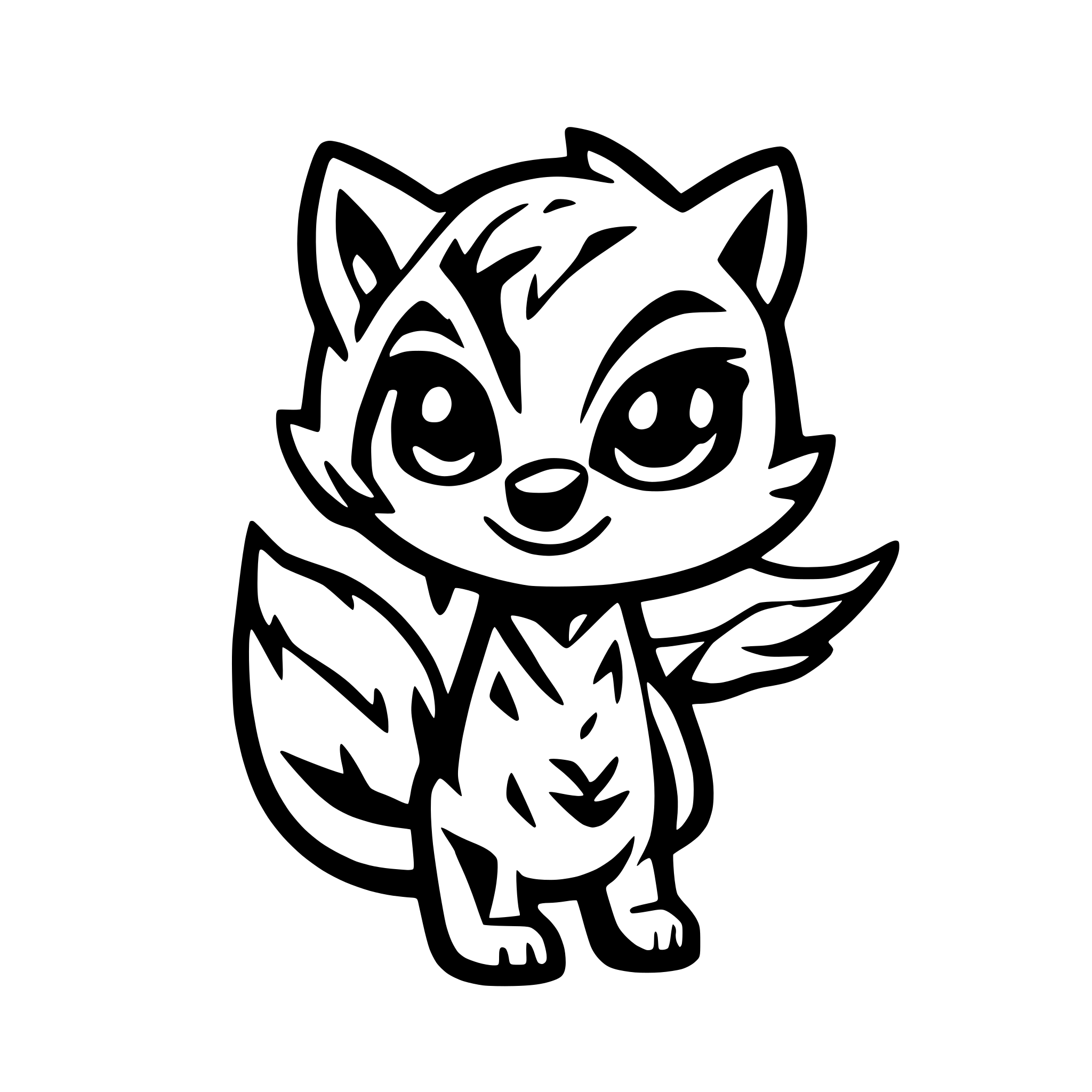 AI-generated SVG of a a cute phoenix-raccoon character. The raccoon is fully orange with a milk-white heart-shaped spot on its chest and glowing fiery patterns on its tail and wings. The style is semi-realistic and detailed, with soft shading, highlights, and glowing flame effects. Bright, warm color palette with a focus on fiery and magical elements.