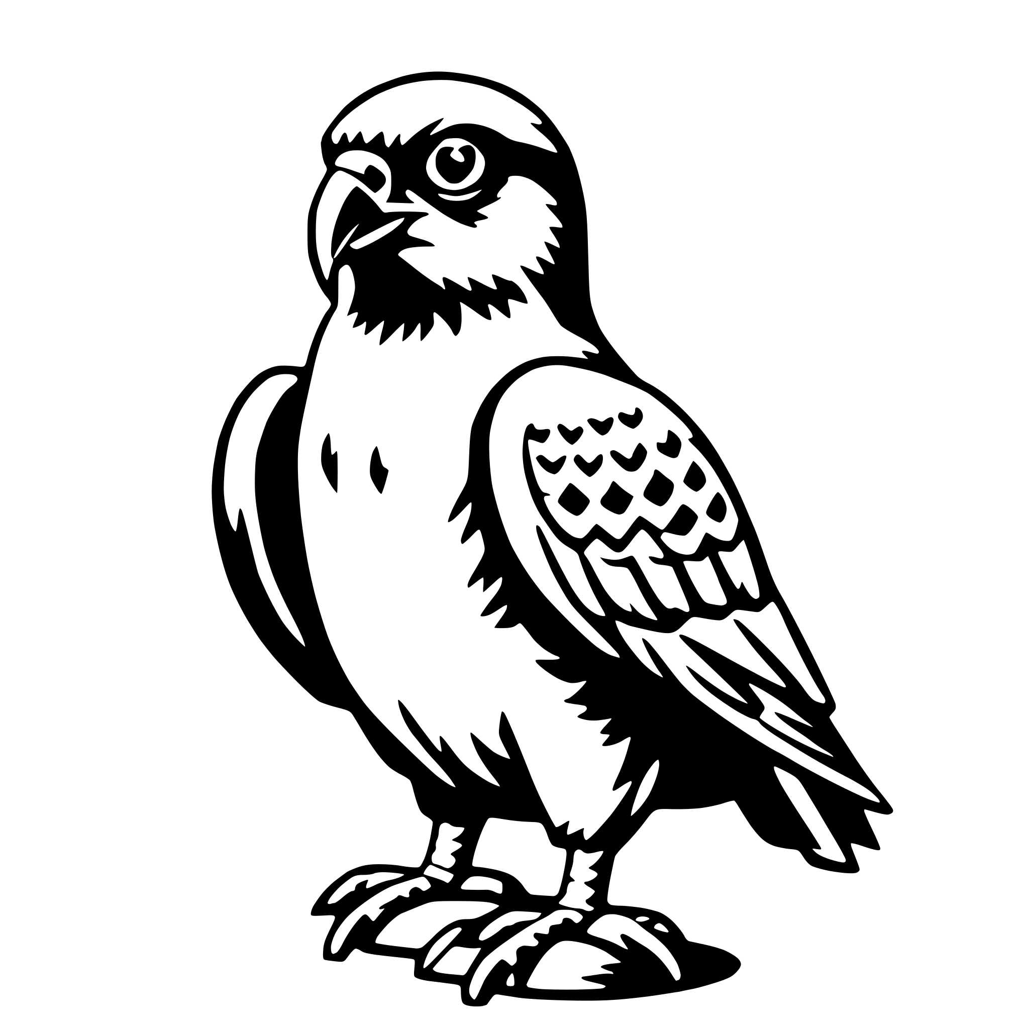 AI-generated SVG of a falcon with binoculars