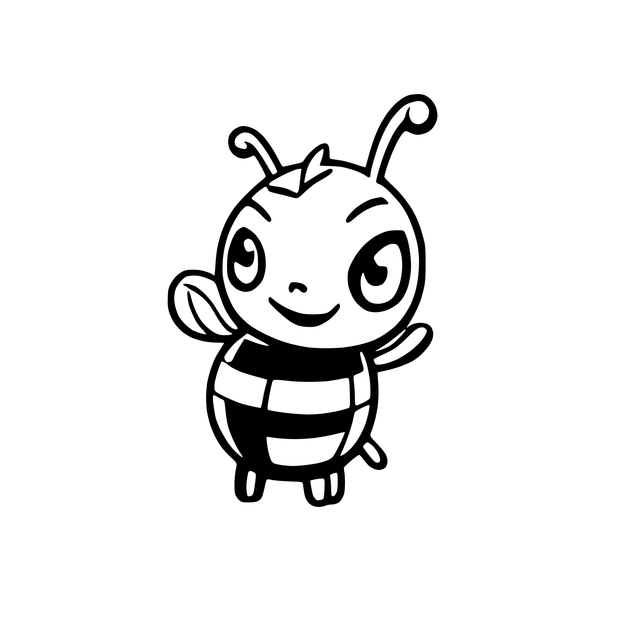 AI-generated SVG of a funny cartoon 3d bee
