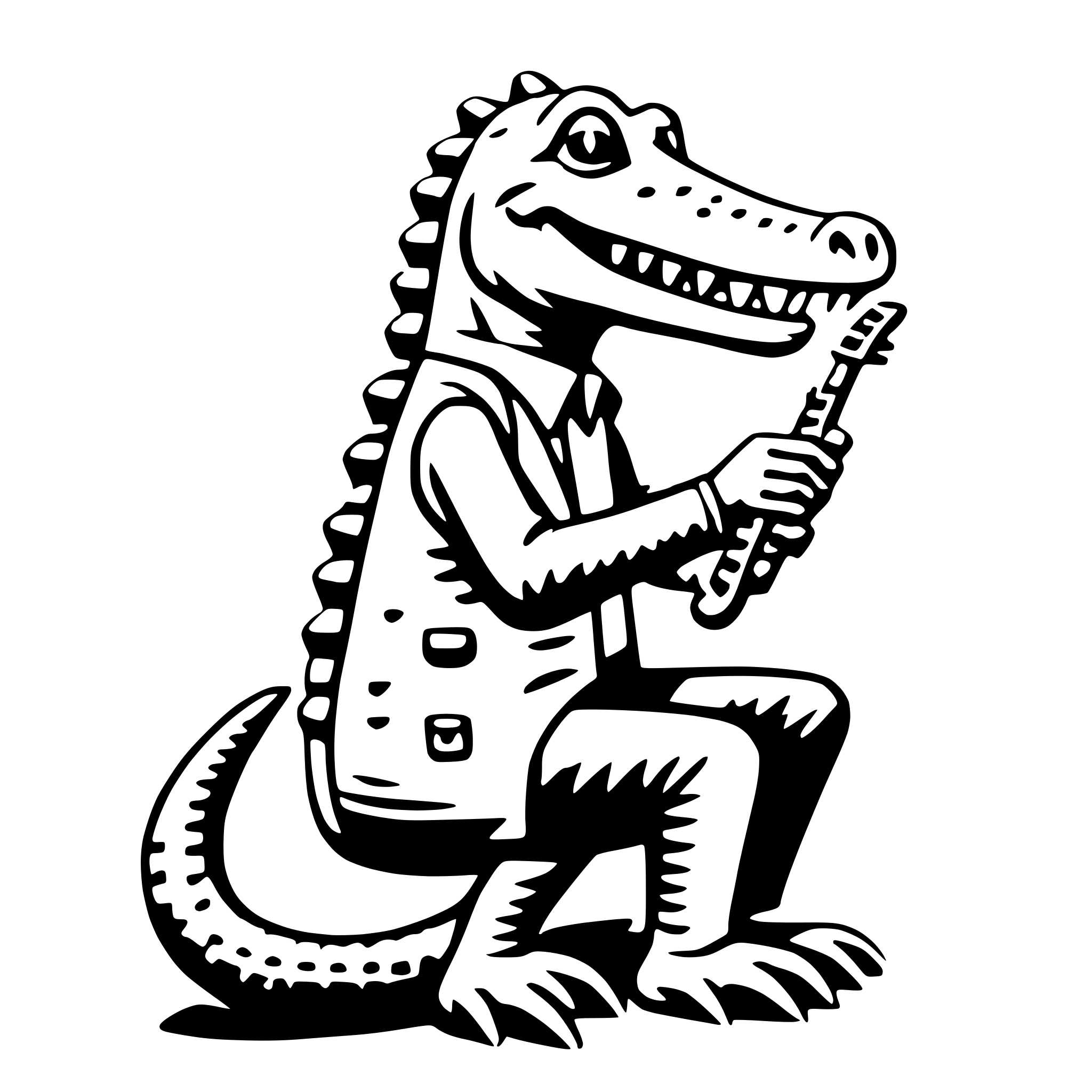 AI-generated SVG of a crocodile with saxophone