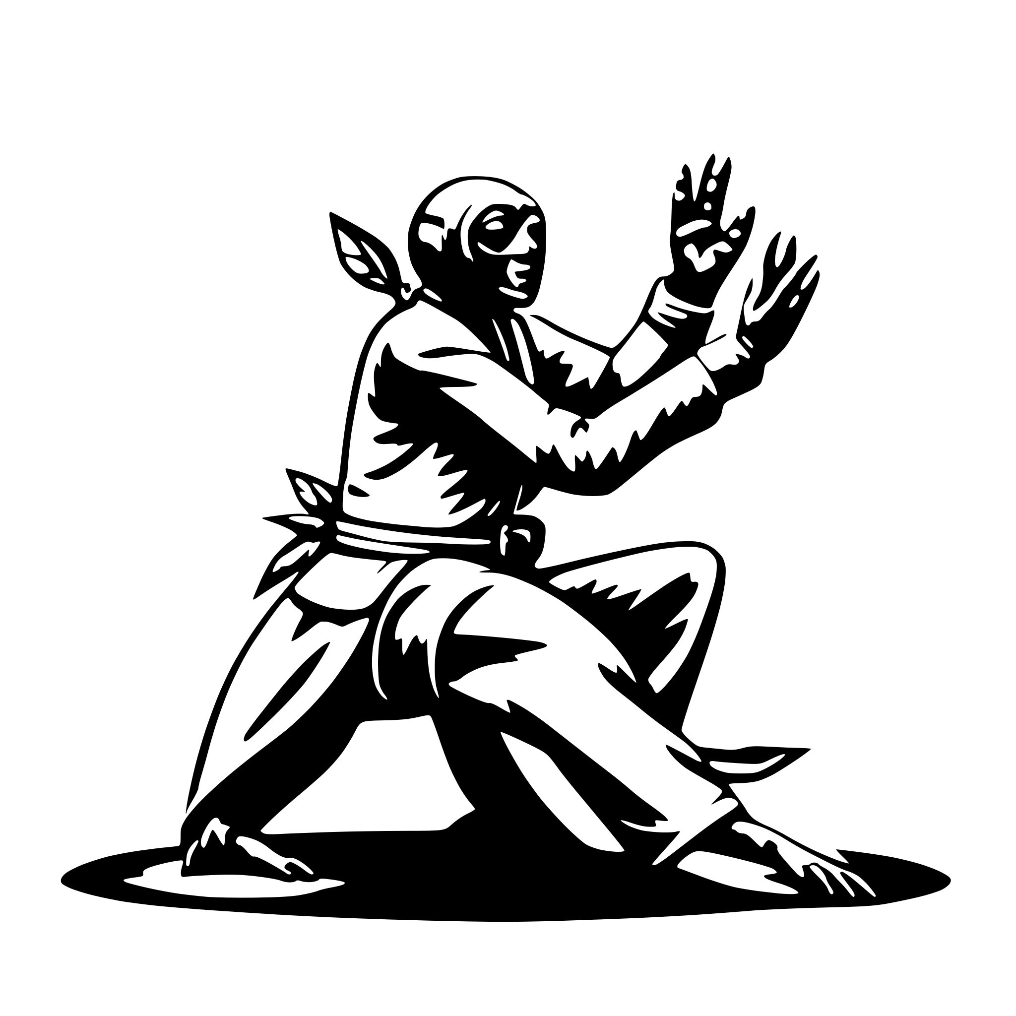 AI-generated SVG of 'a mantis doing jiu jitsu'