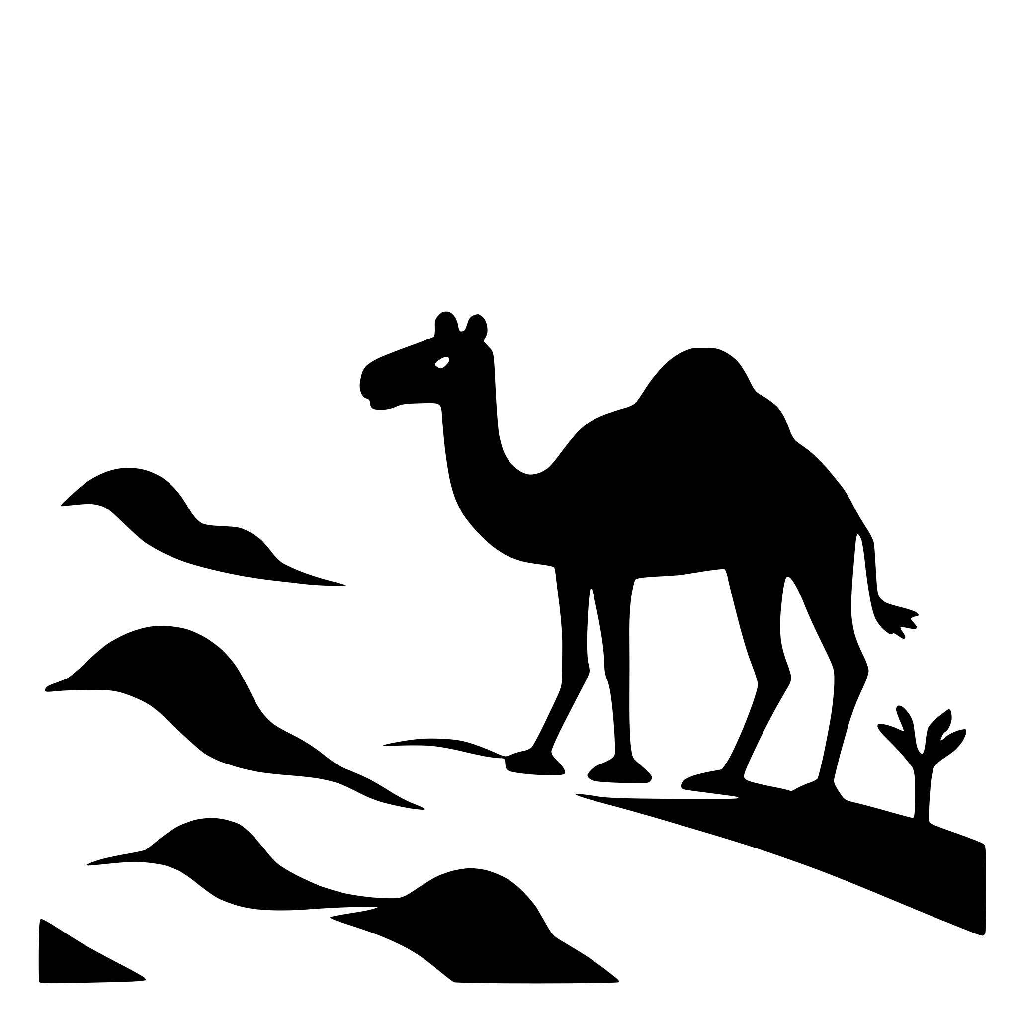 AI-generated SVG of 'camel walking across desert'