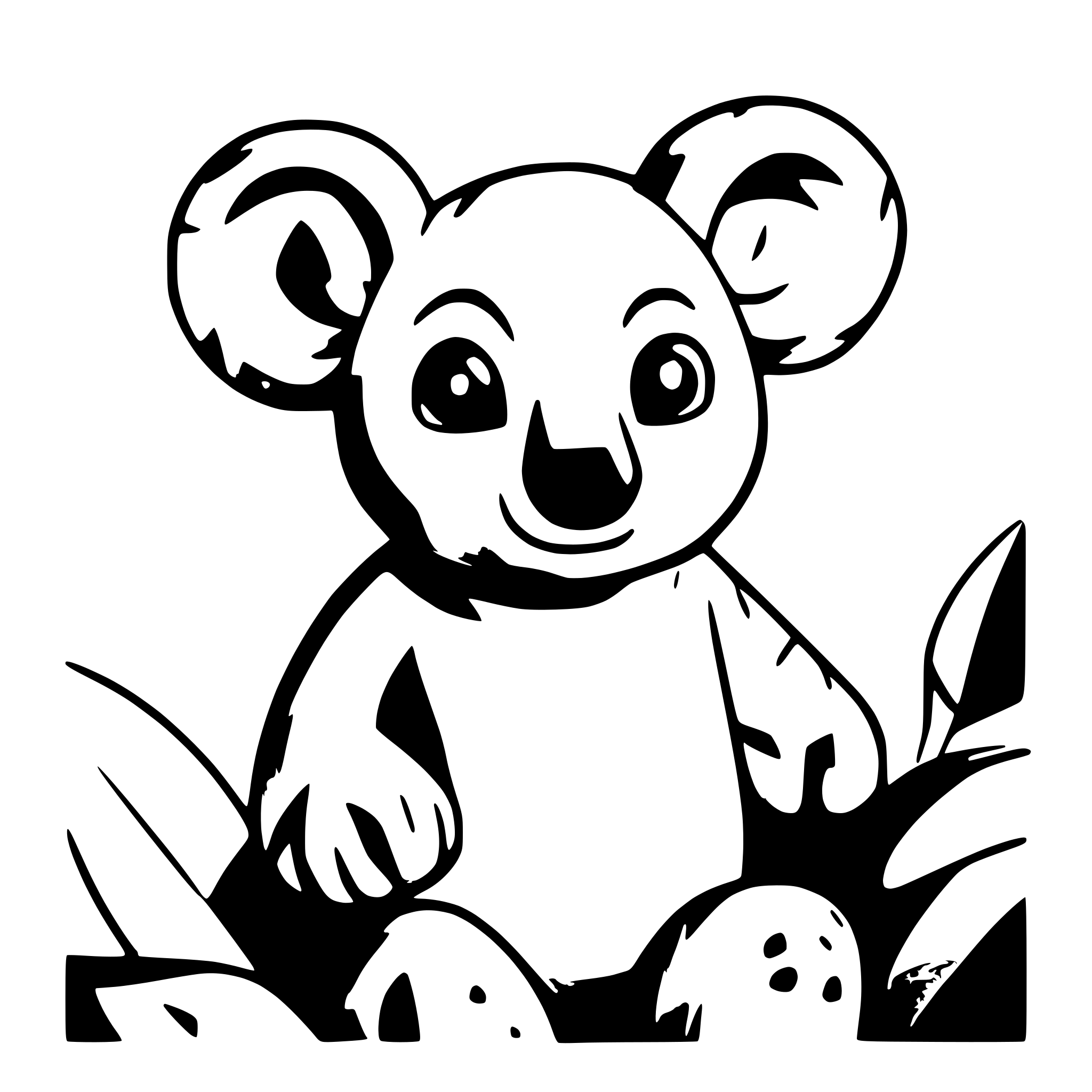 AI-generated SVG of a a realistic koala in background whitout elements