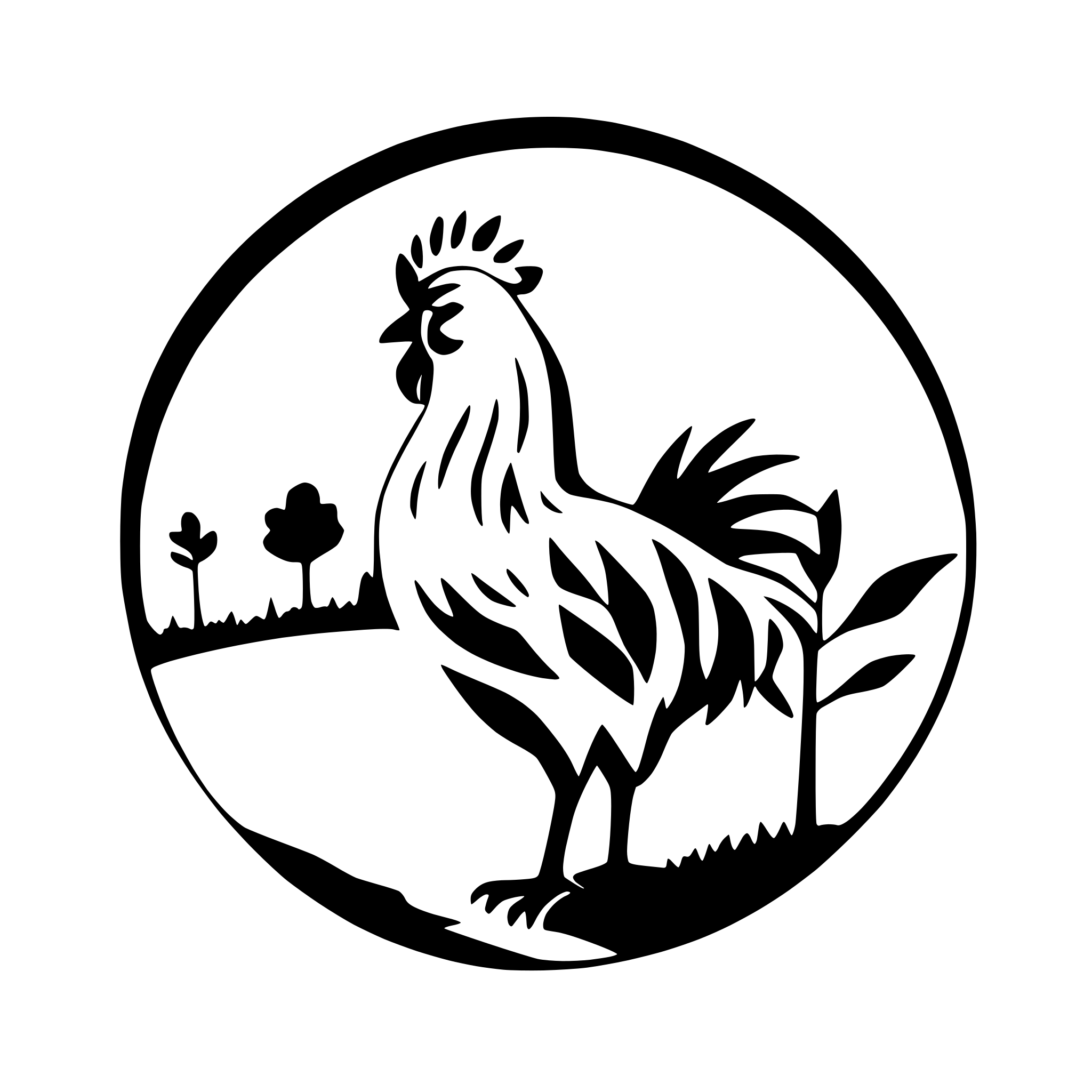 AI-generated SVG of a rooster crowing at sunrise