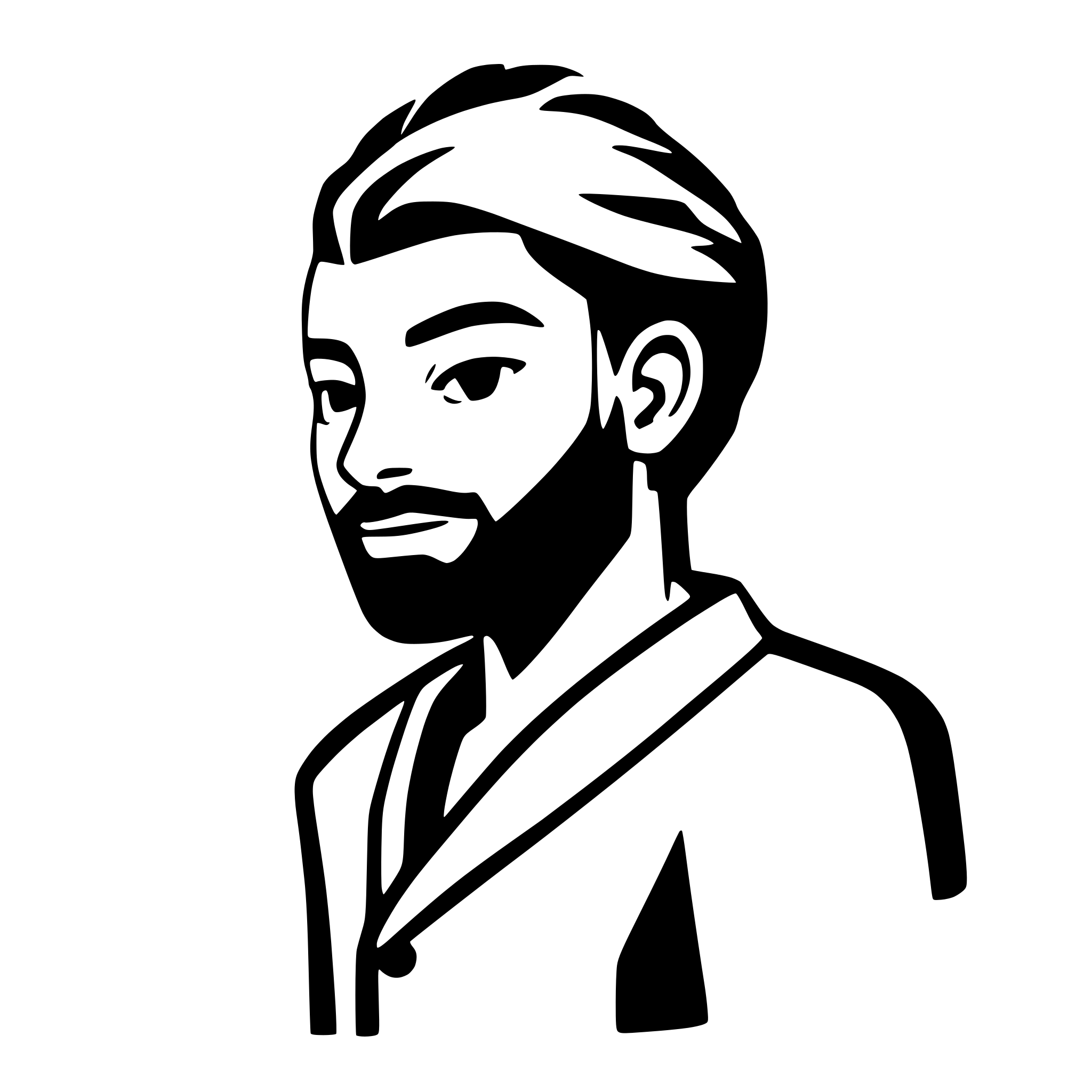 AI-generated SVG of 'face profile of a young indian adult male with beard, thick brows and nose, in the style of Tatami Galaxy'