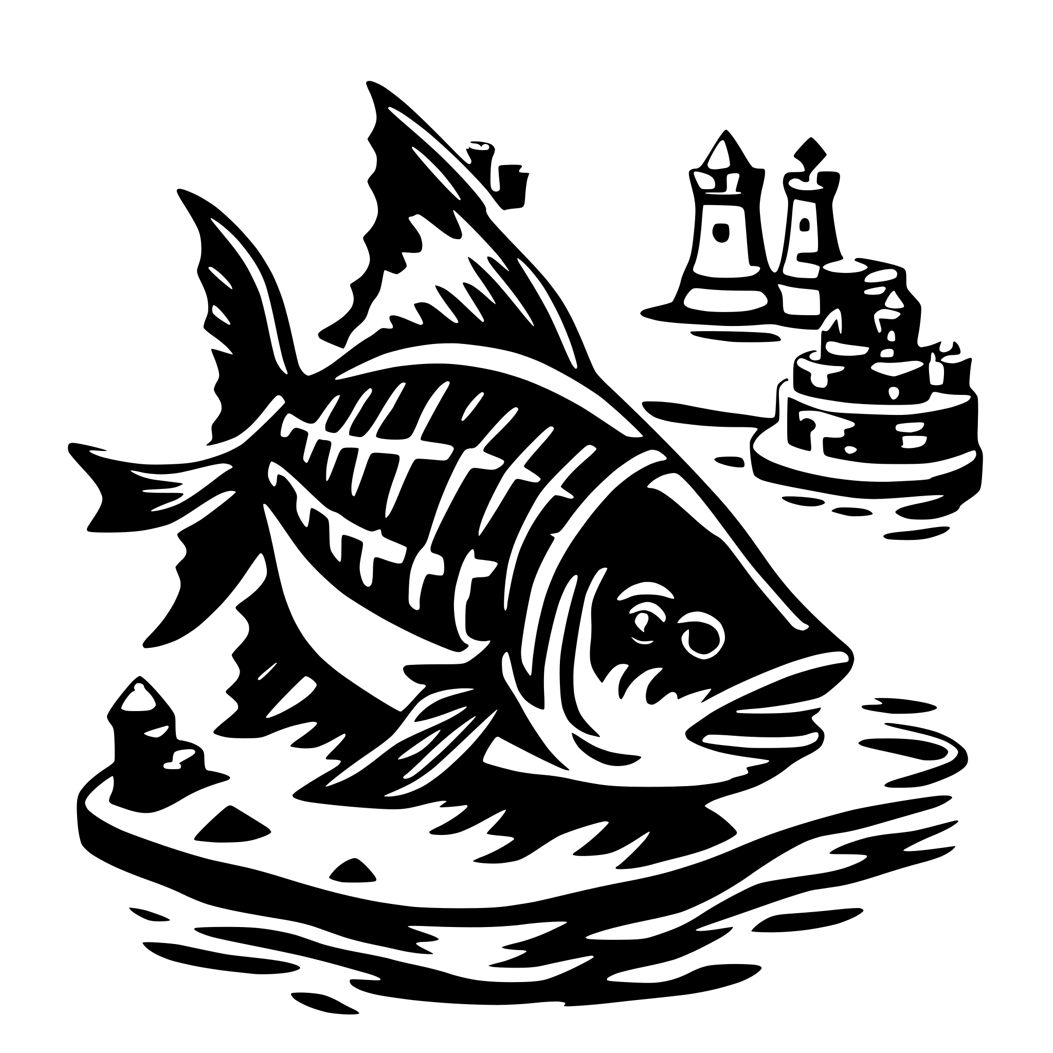 AI-generated SVG of a Stockfish chess engine swimming on the Internet
