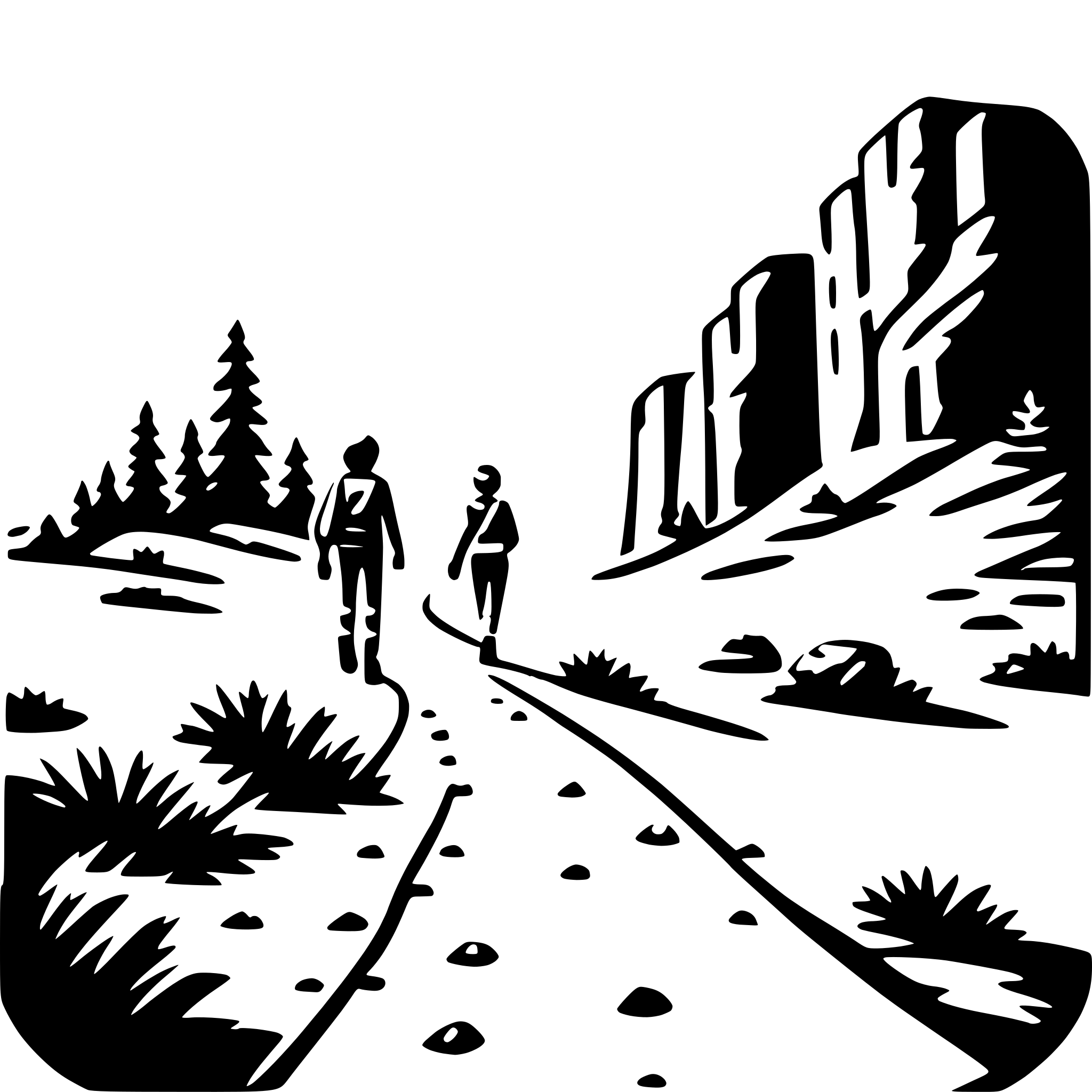AI-generated SVG of a canyon hiking