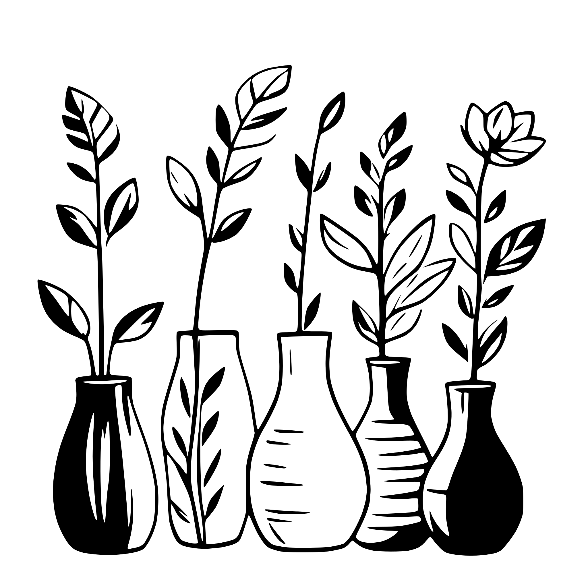 AI-generated SVG of a Whimsical minimalist floral arrangements in beautiful vases