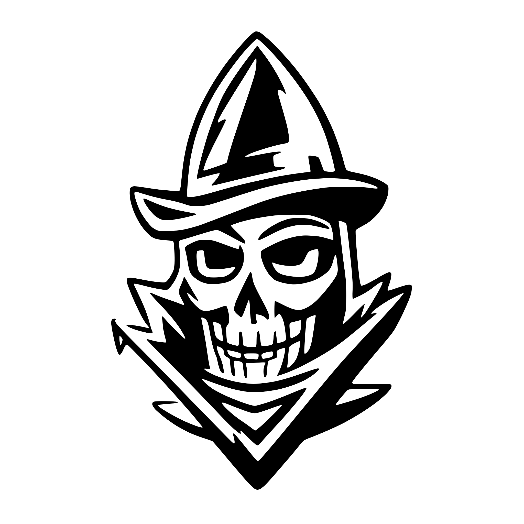 AI-generated SVG of 'skeleton wizard head logo'