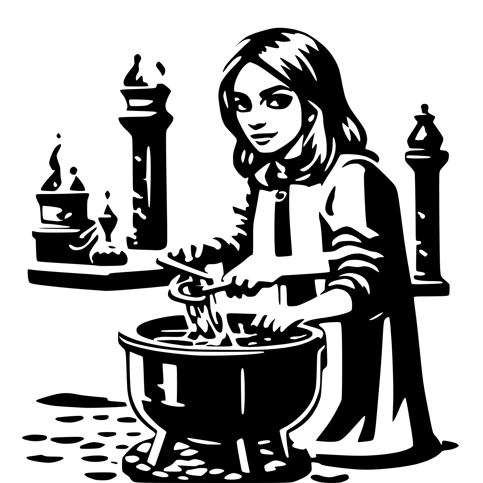 AI-generated SVG of a Woman stirring cauldron