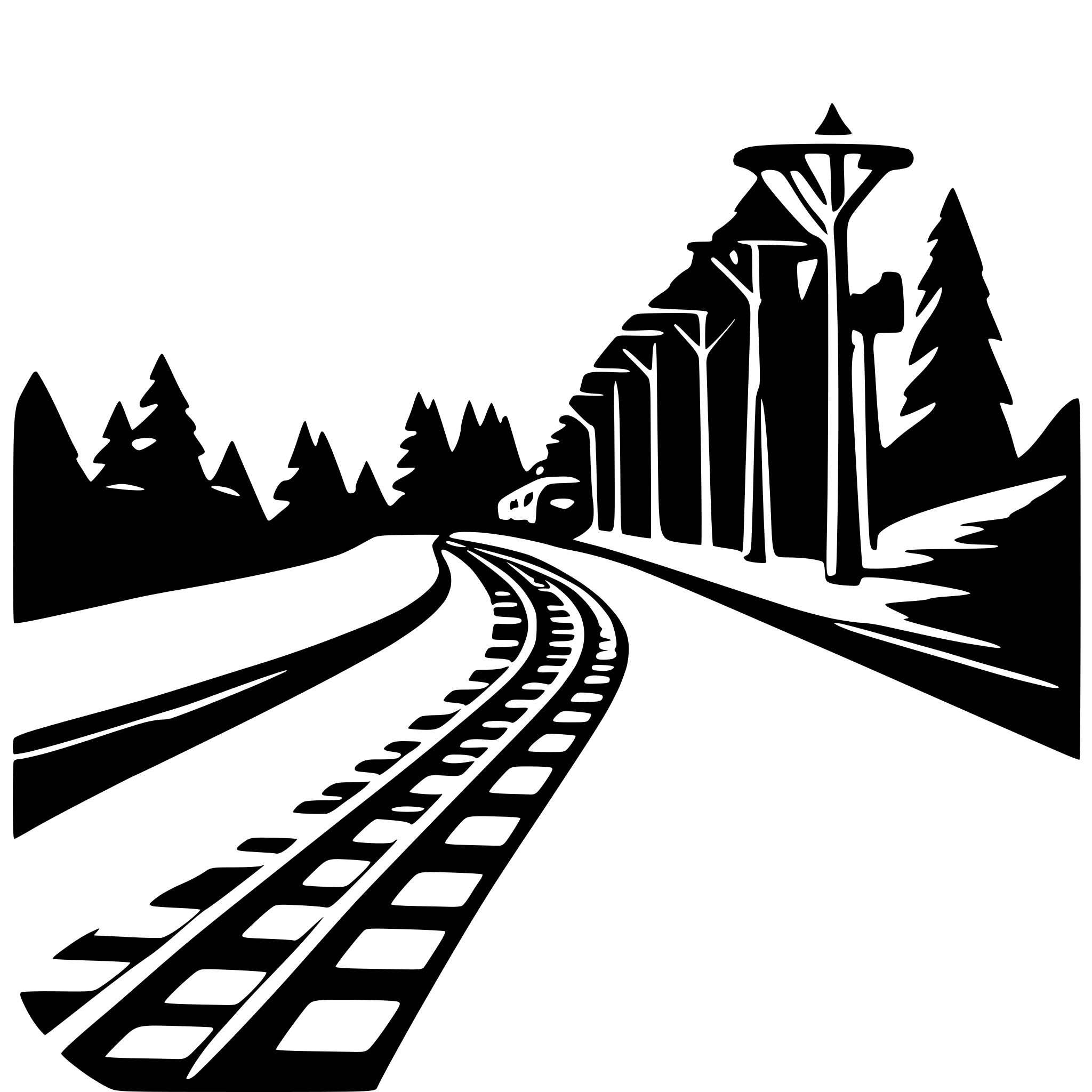 AI-generated SVG of 'Road with trains'