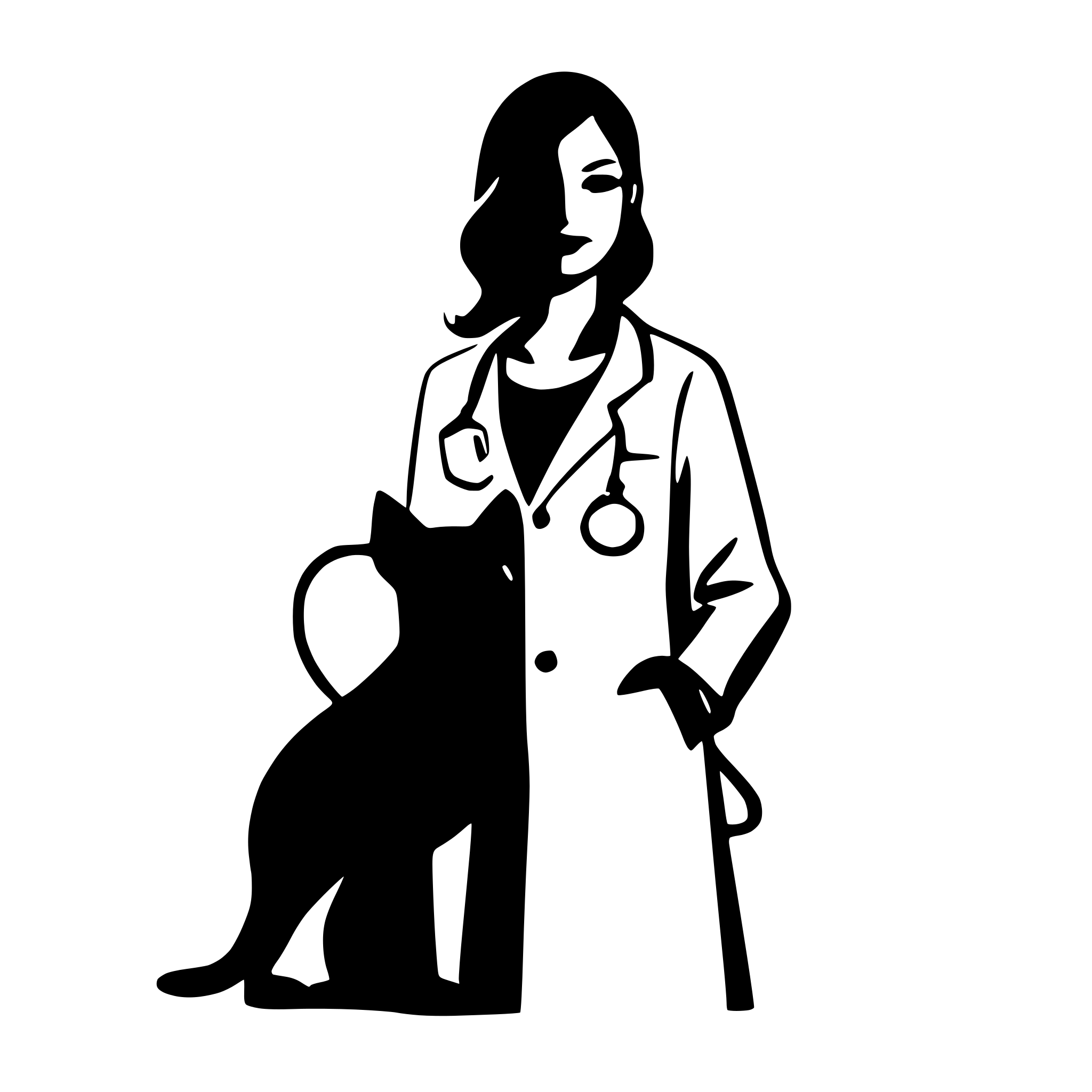 AI-generated SVG of a a minimalist vector image (silhouette) of a veterinarian with a stethoscope on their neck and with a pet on a blank background AI-generated SVG of a a minimalist vector image (silhouette) of a veterinarian with a stethoscope on their neck and with a pet on a blank background