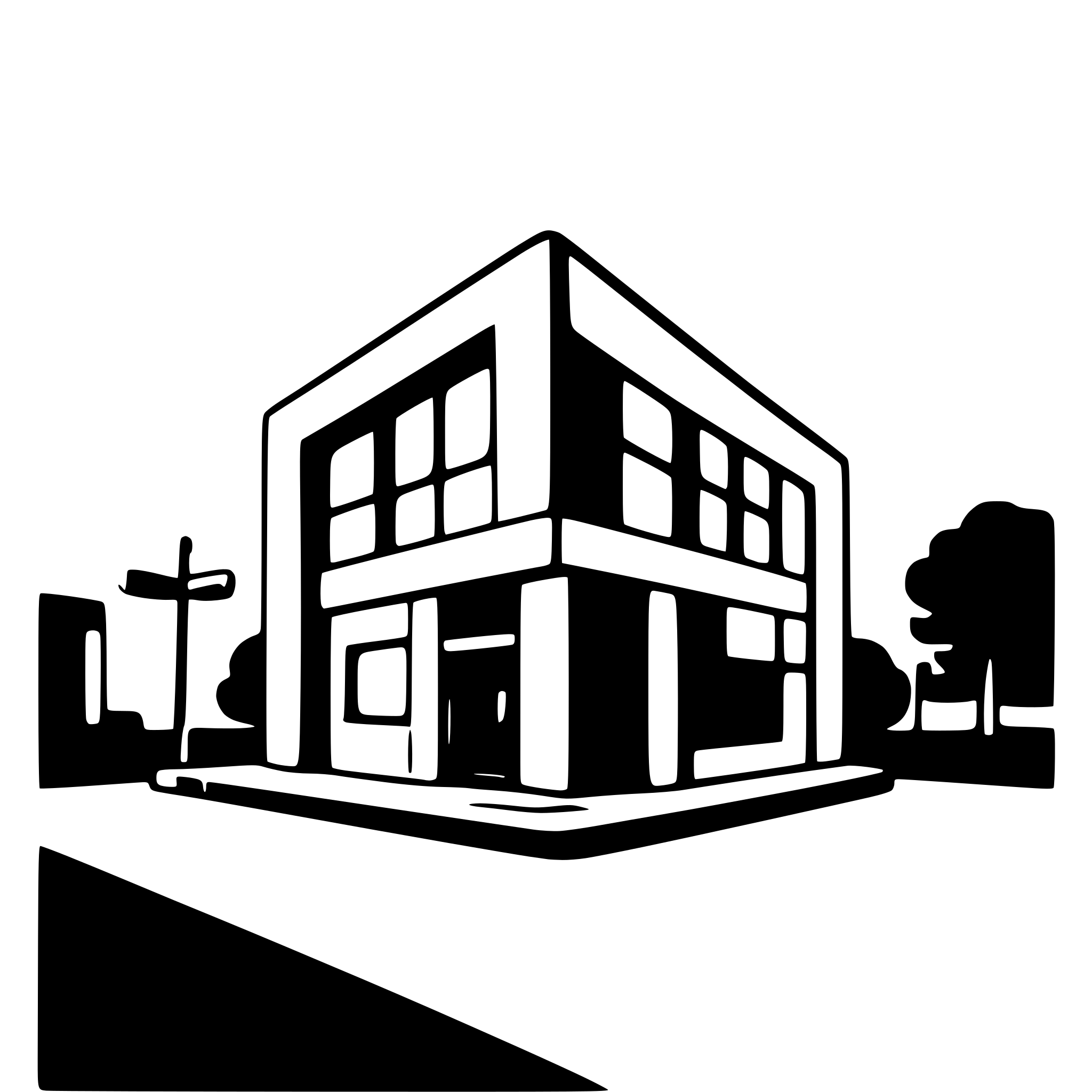 AI-generated SVG of a perspective view of a building and the entry on the right side