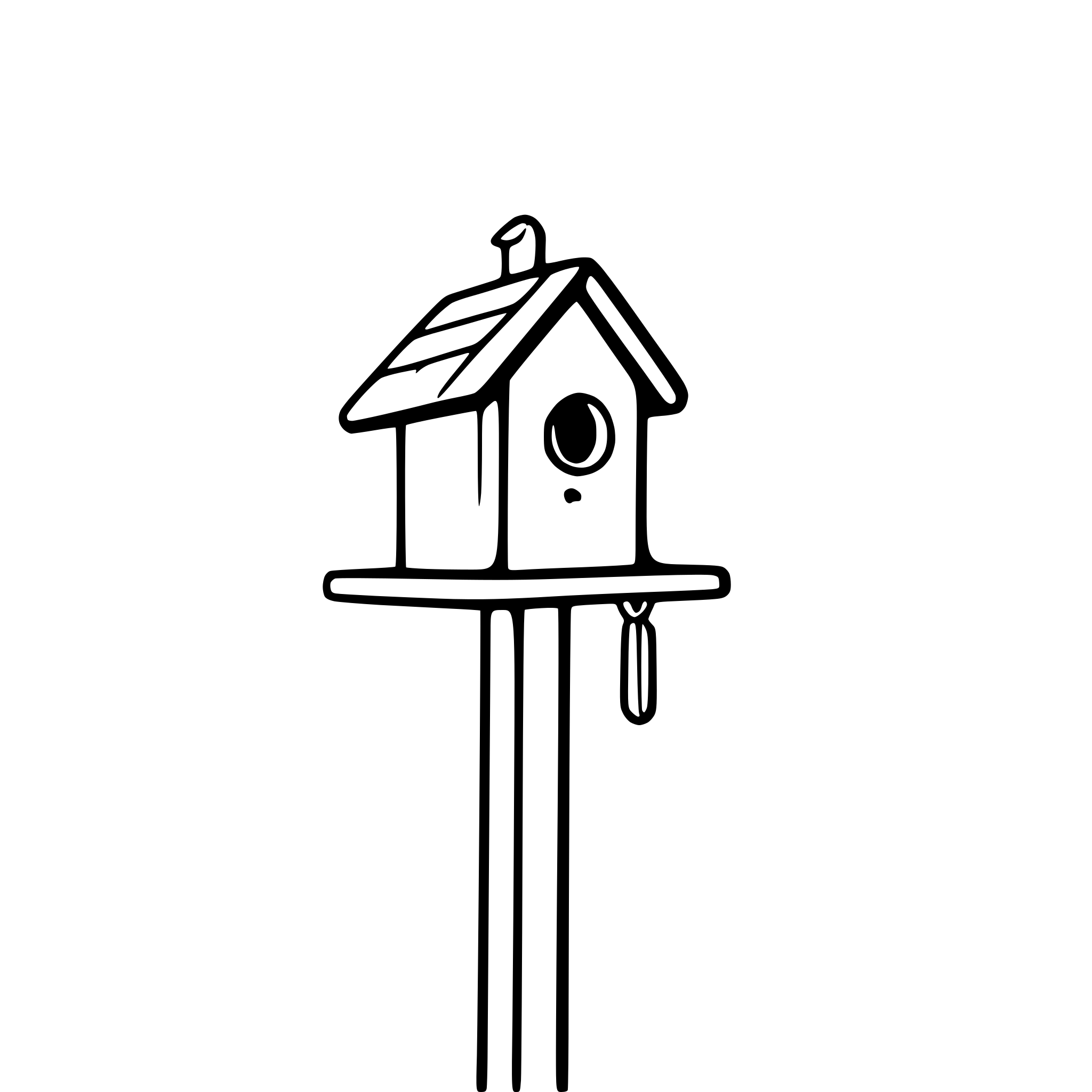 AI-generated SVG of a birdhouse on tall post