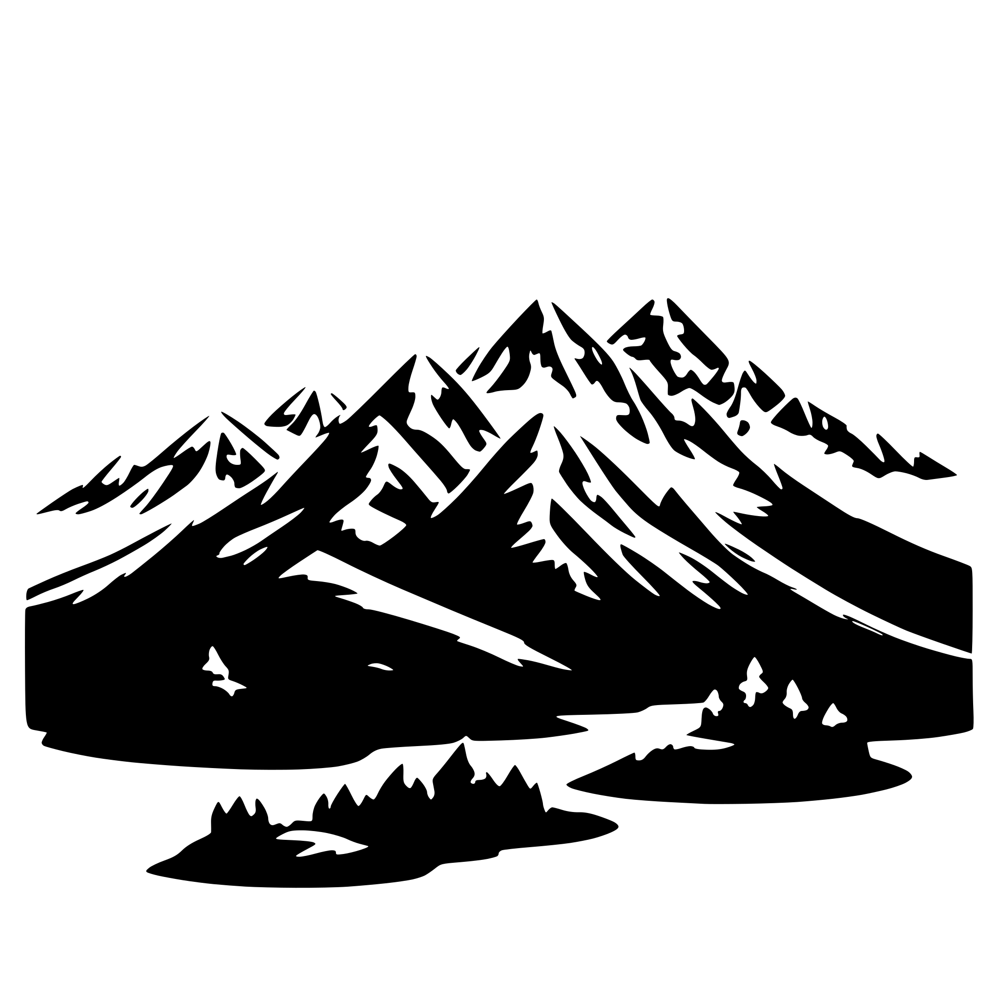 AI-generated SVG of '3 mountains with clouds'