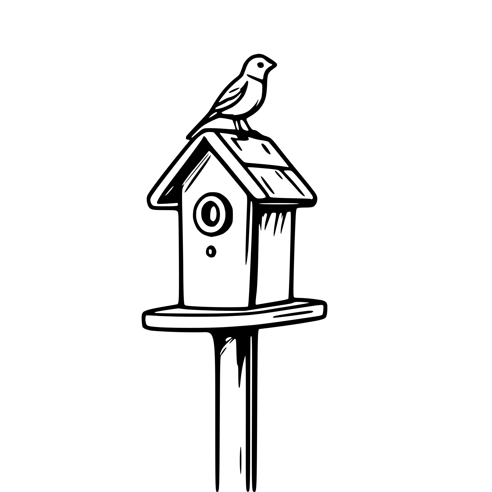 AI-generated SVG of 'birdhouse on tall post'