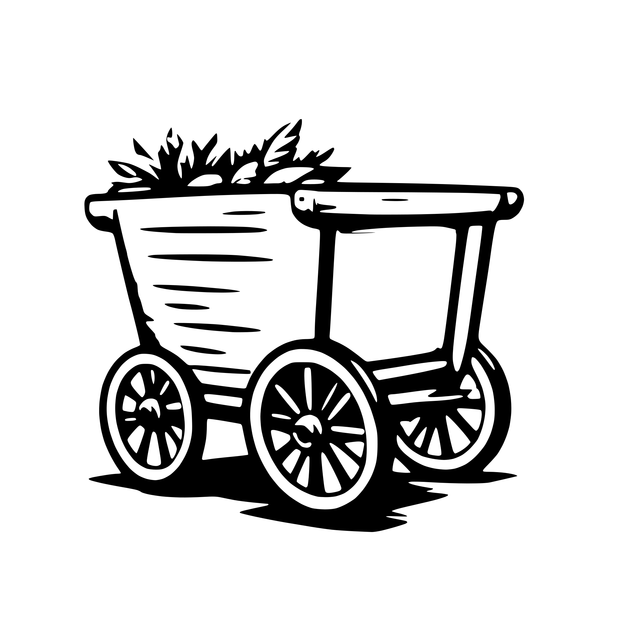AI-generated SVG of 'The logo shows a sleek, modern, sketched hand cart for children with motion lines around the wheels to suggest speed.. The hand cart is empty.'