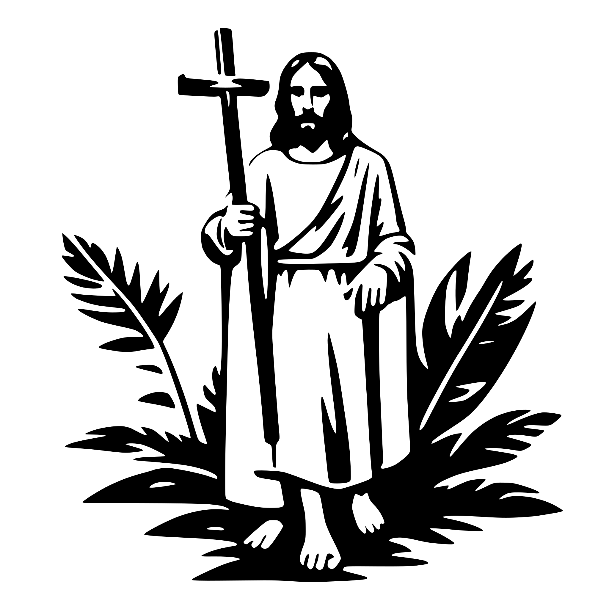 AI-generated SVG of 'minimalistic jesus palm sunday'
