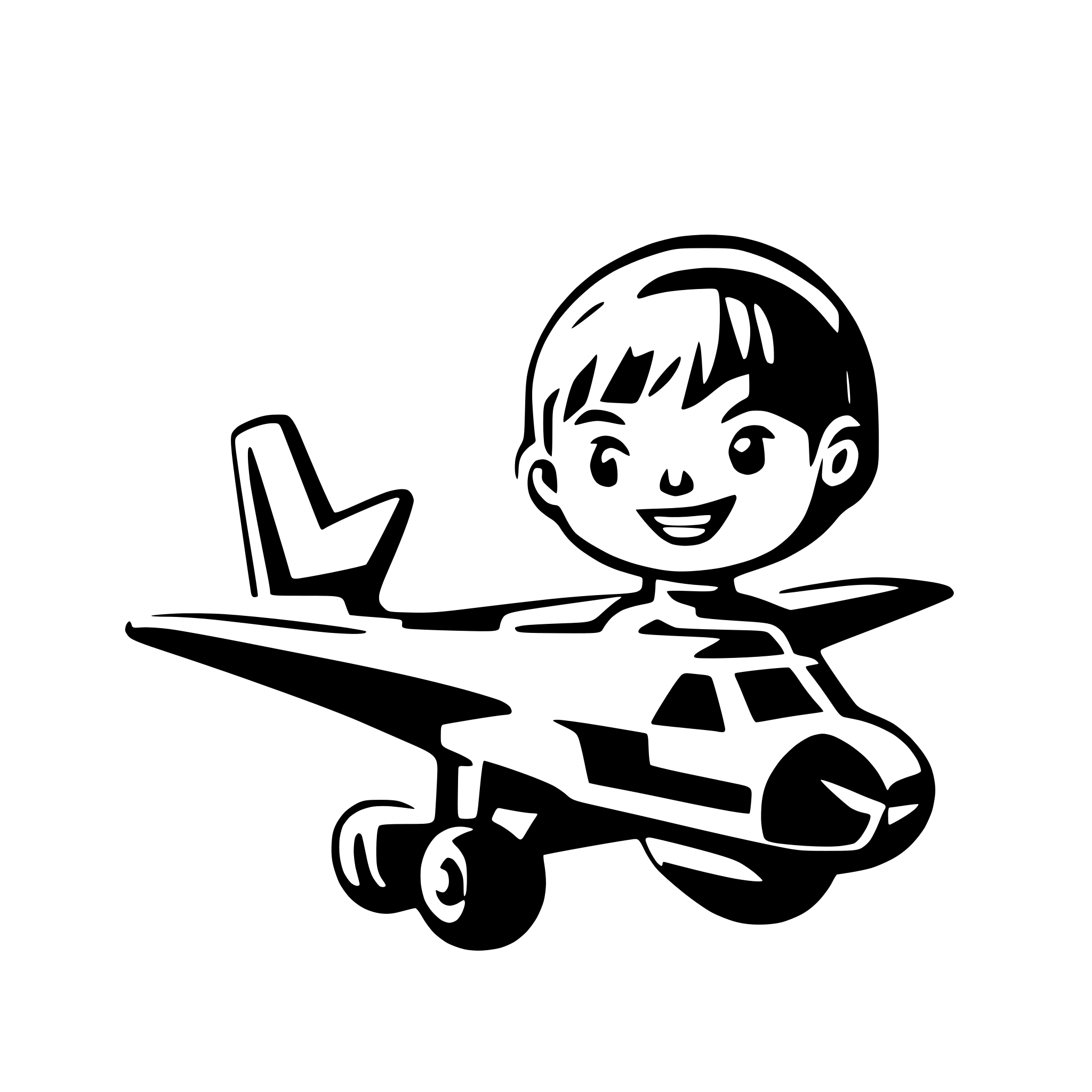 AI-generated SVG of a plane with a cut boy in the cockpit