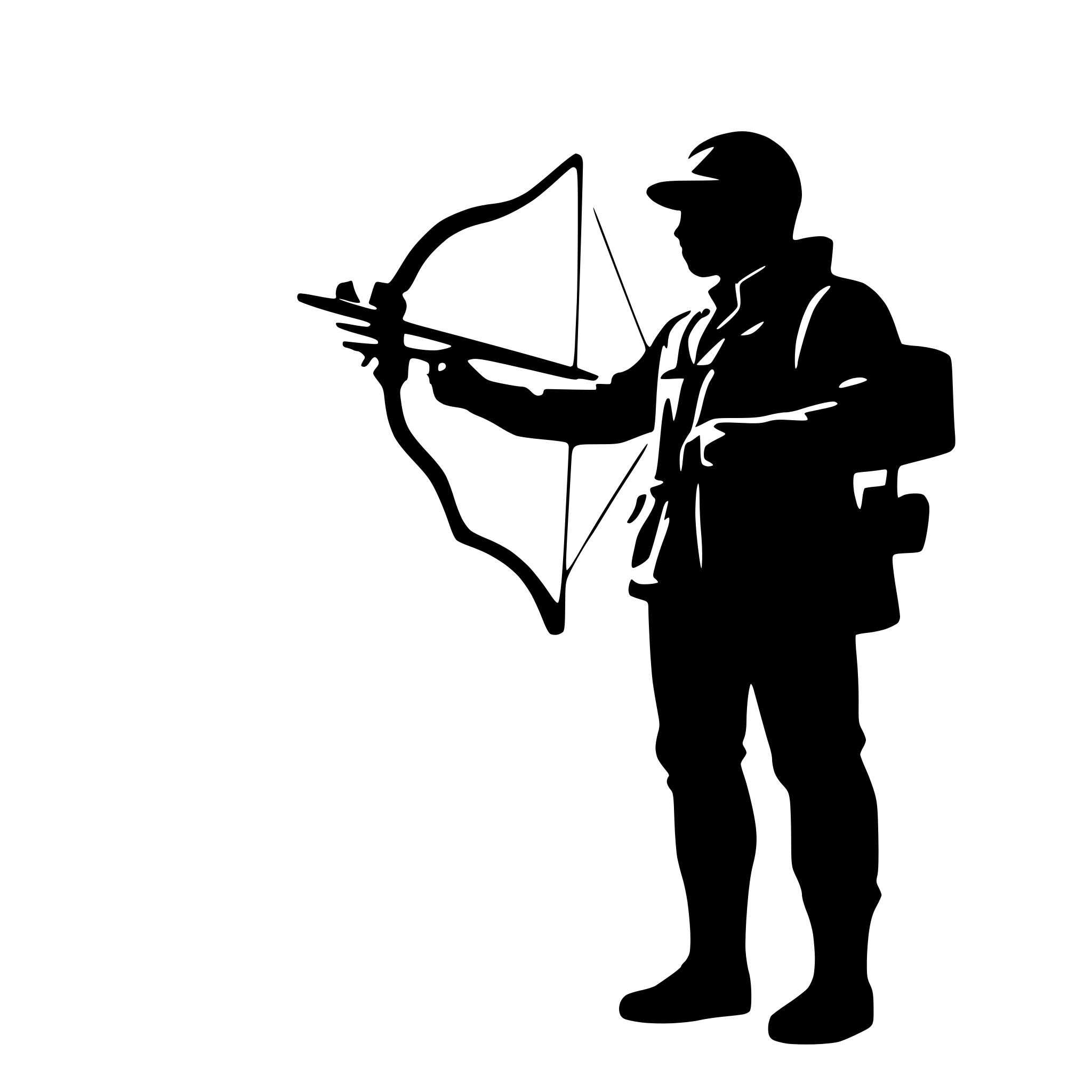 AI-generated SVG of a a silhouette of a bow hunter