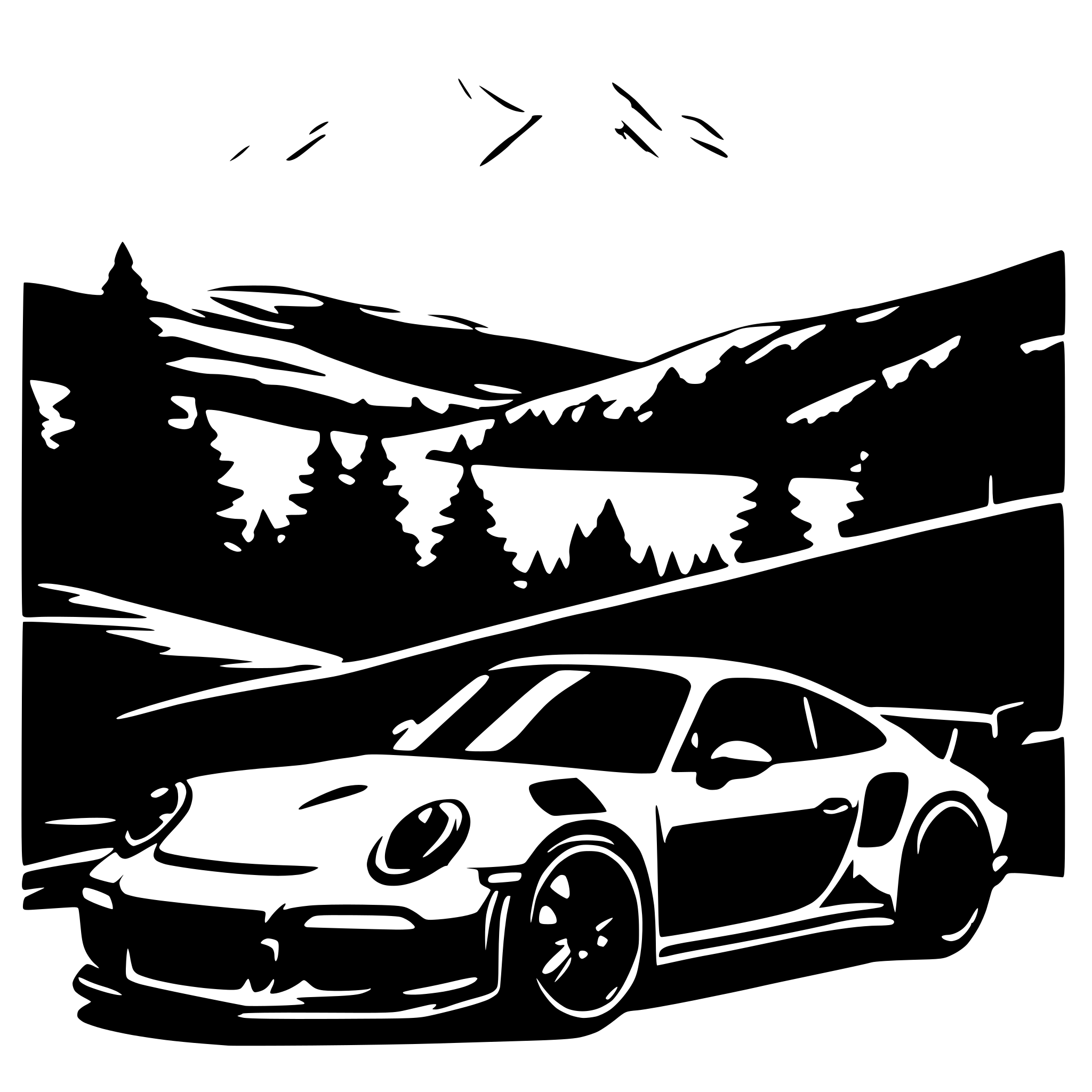 AI-generated SVG of a Porsche 911 gt3 rs with mountains in the background