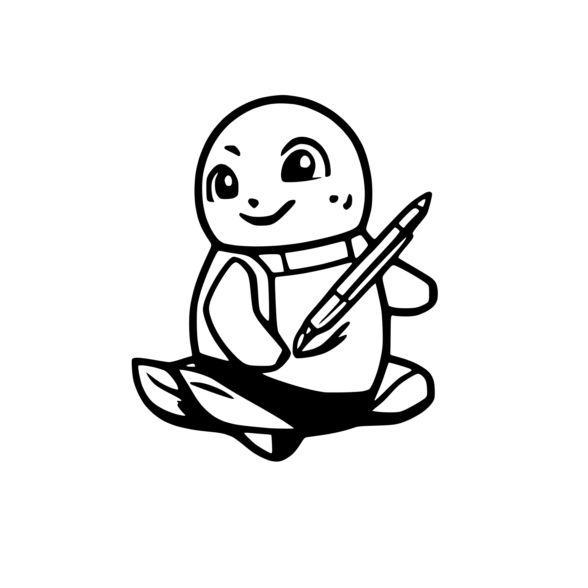 AI-generated SVG of a A seal holding a pen while swimming