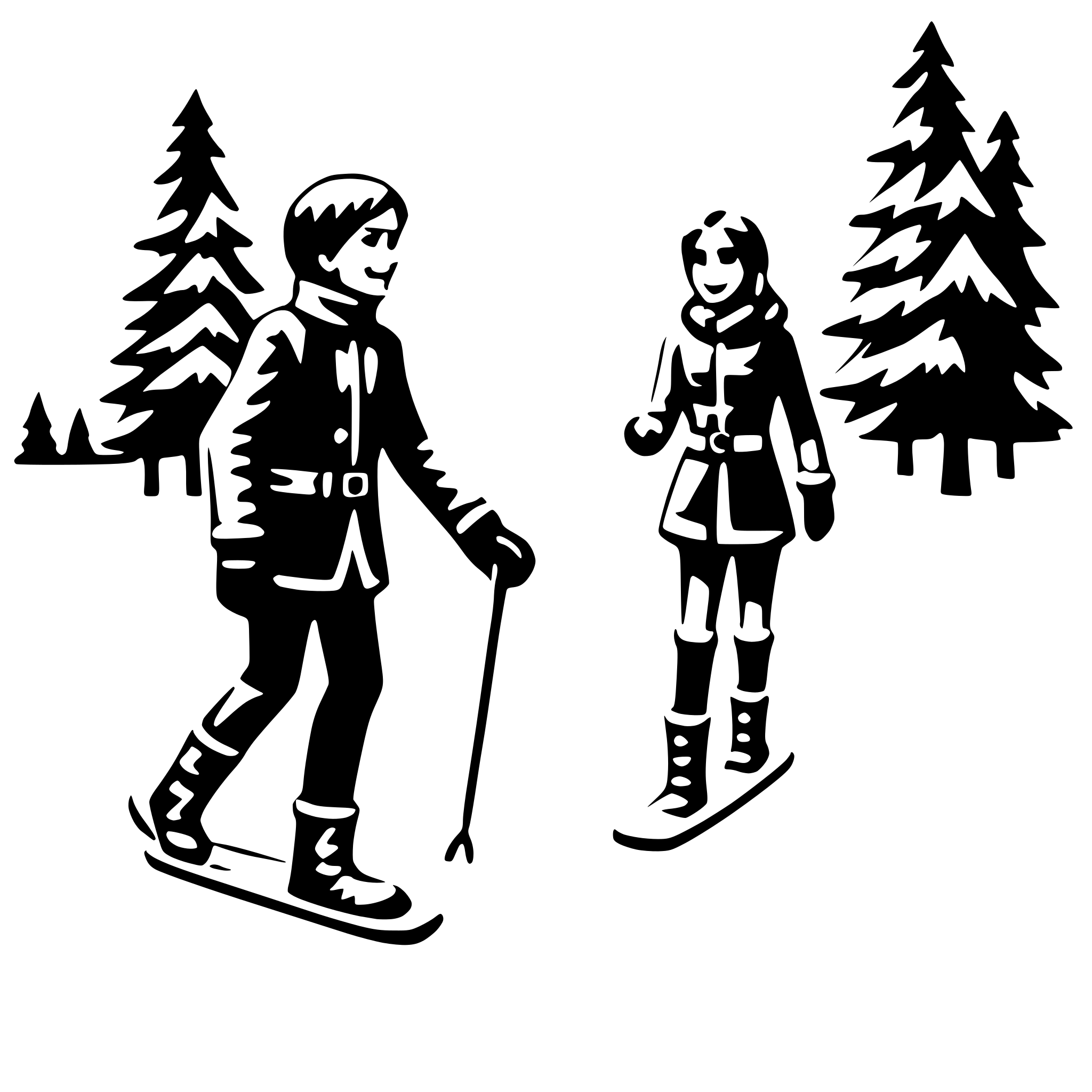 AI-generated SVG of a snowshoeing in woods
