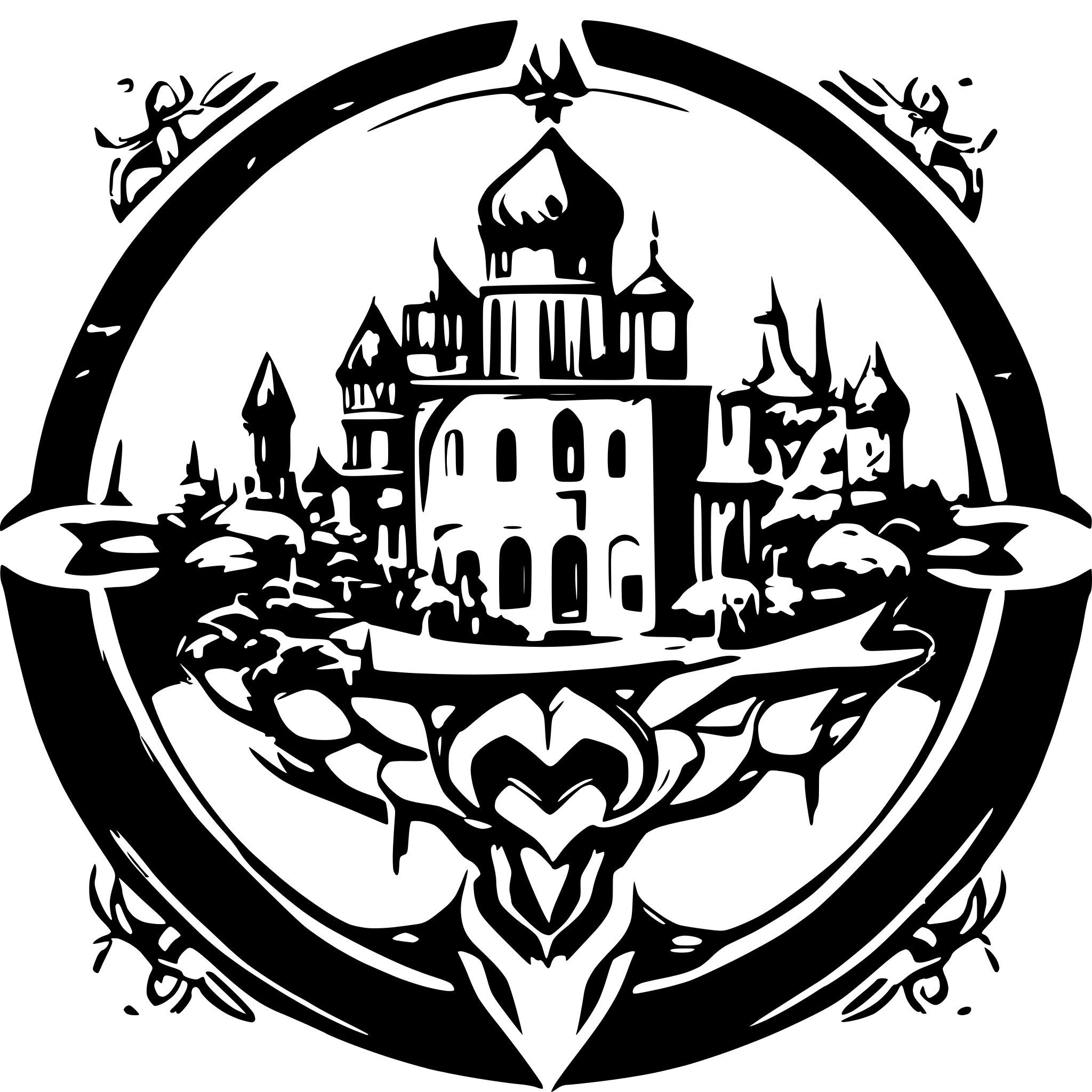 AI-generated SVG of a paproć, icon / logo, style: romantic, fantasy