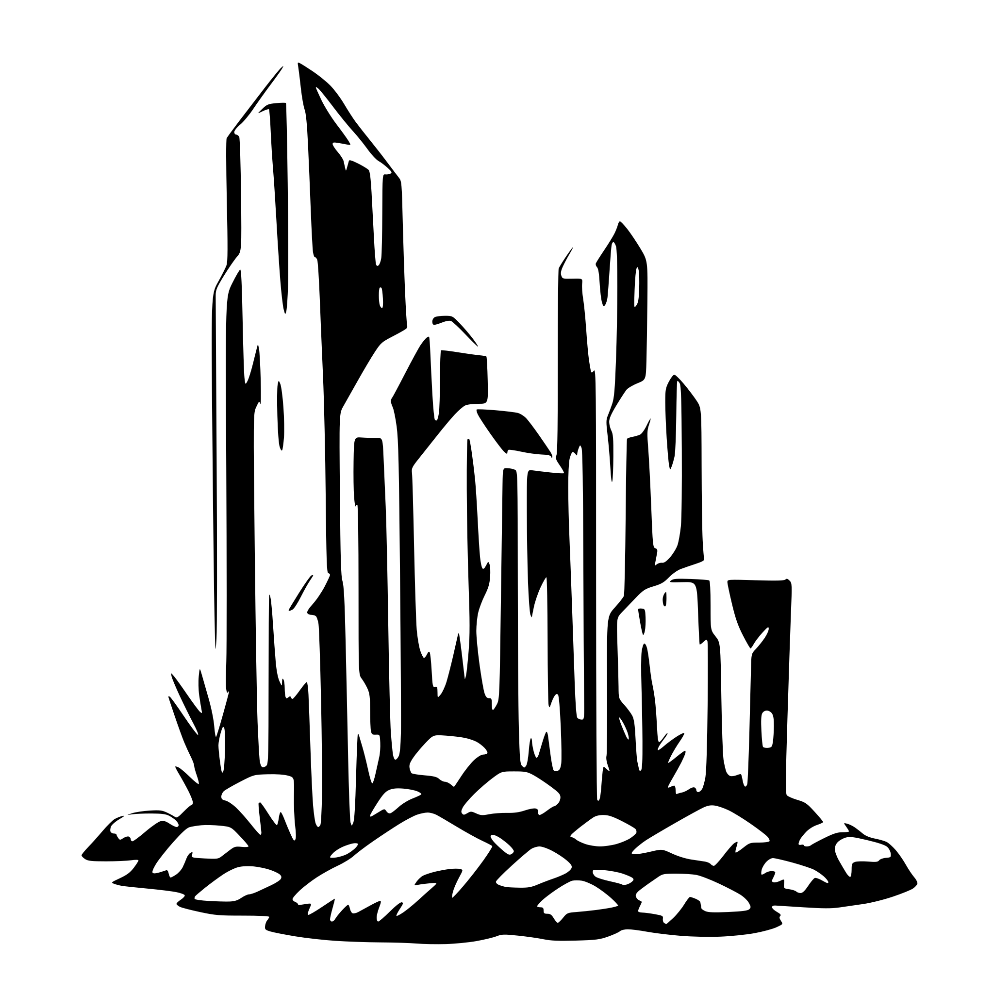 AI-generated SVG of 'tres cristales sobre 3 carriles'
