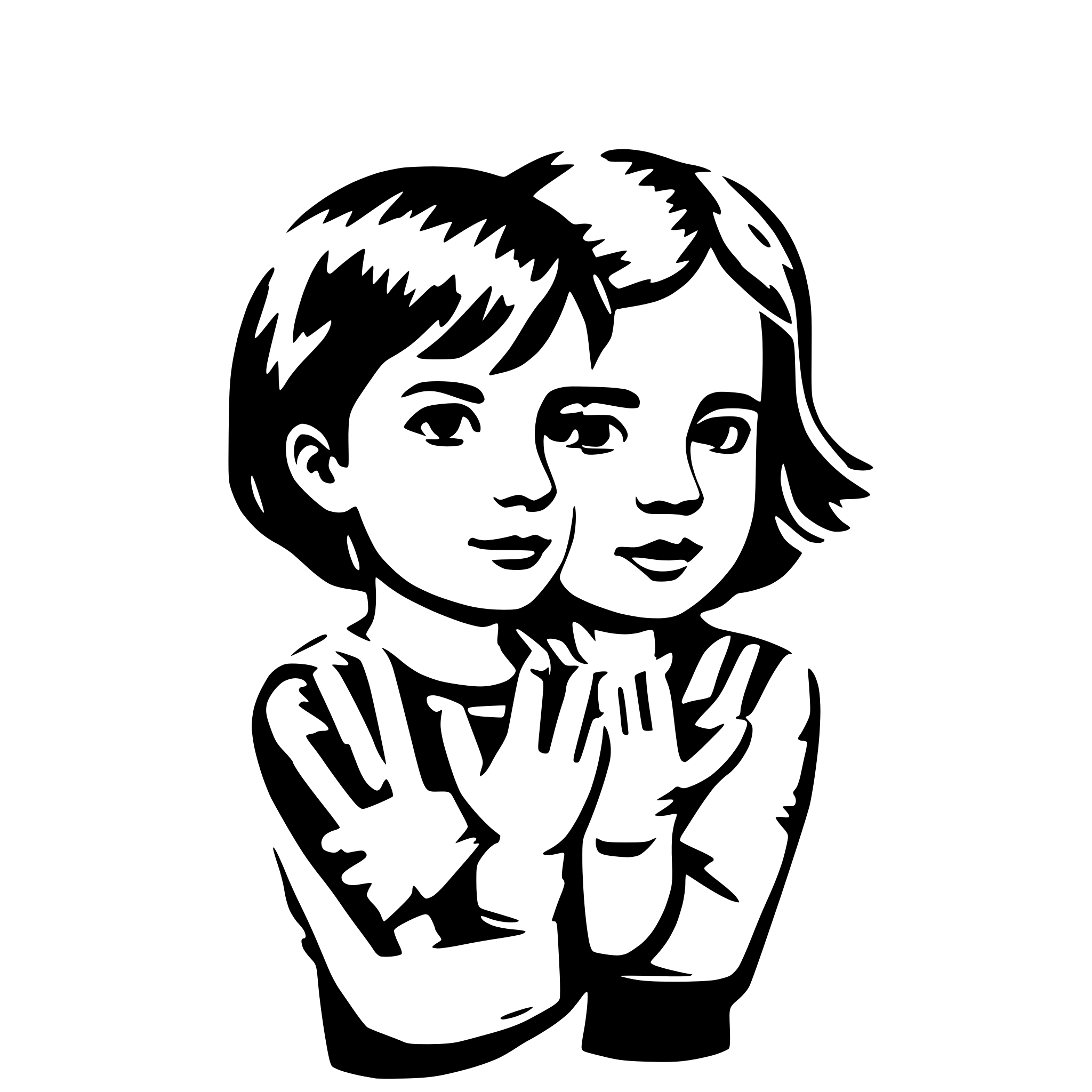 AI-generated SVG of a many childsren who holding on their hands