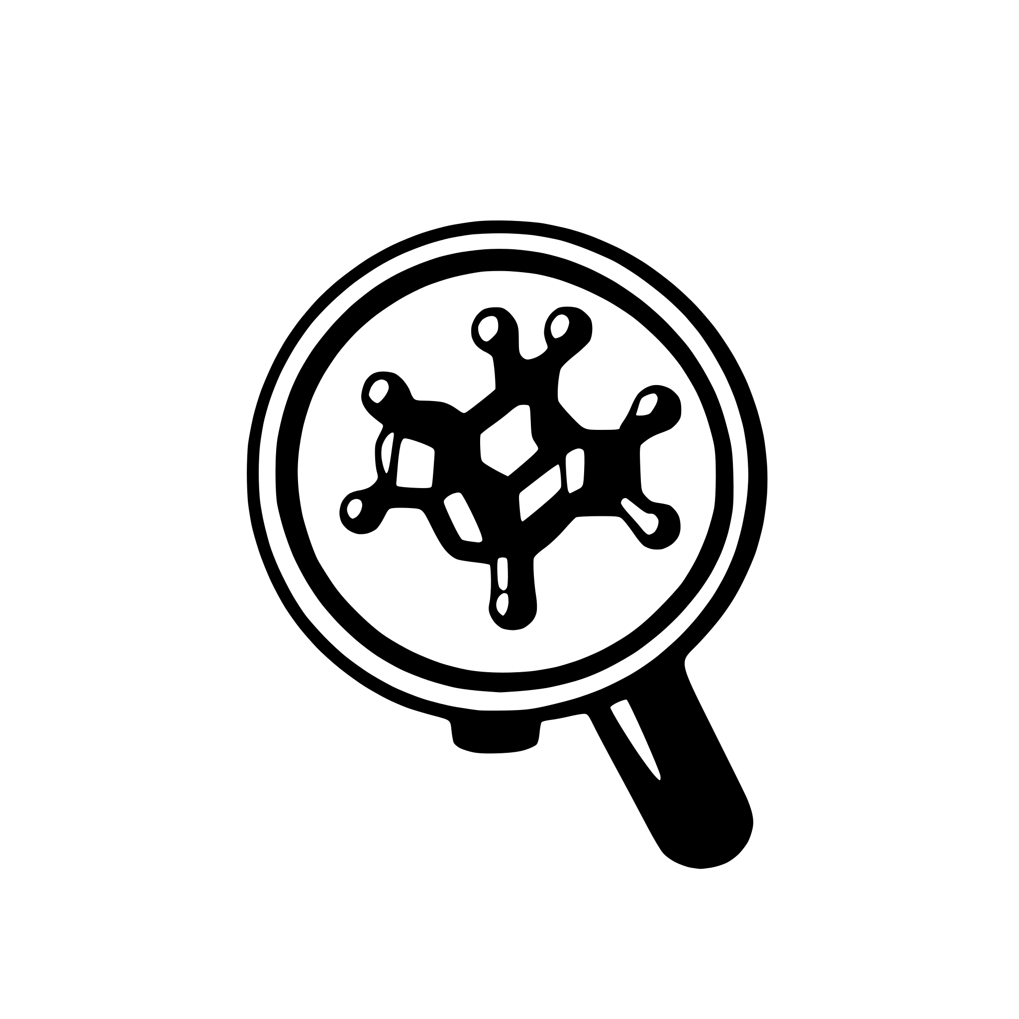 AI-generated SVG of a A molecule structure inside a magnifying lens AI-generated SVG of a A molecule structure inside a magnifying lens