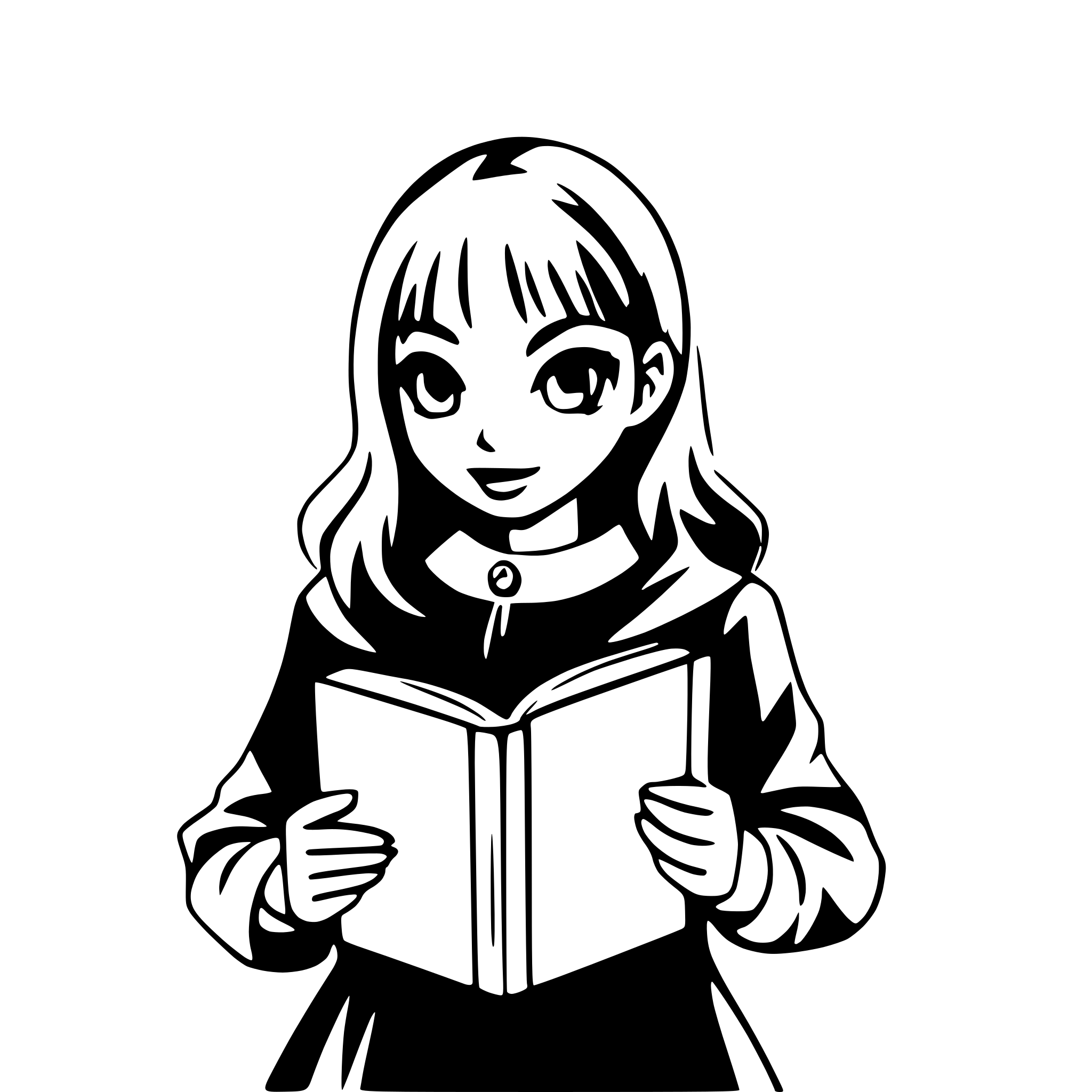 AI-generated SVG of a girl with magical book
