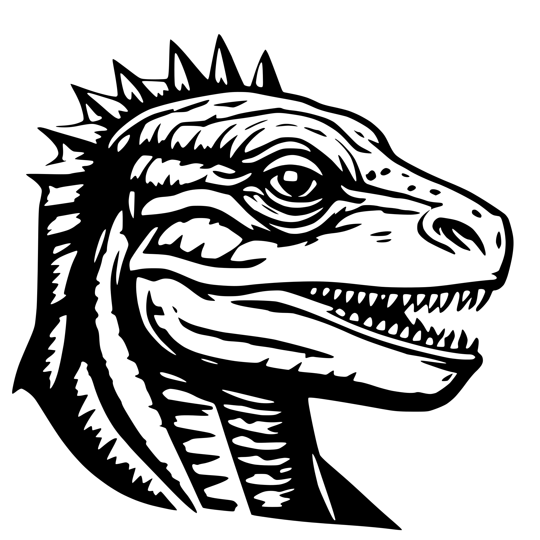 AI-generated SVG of 'Forward Facing Giant Lizard Head with Text Rozilla behind'