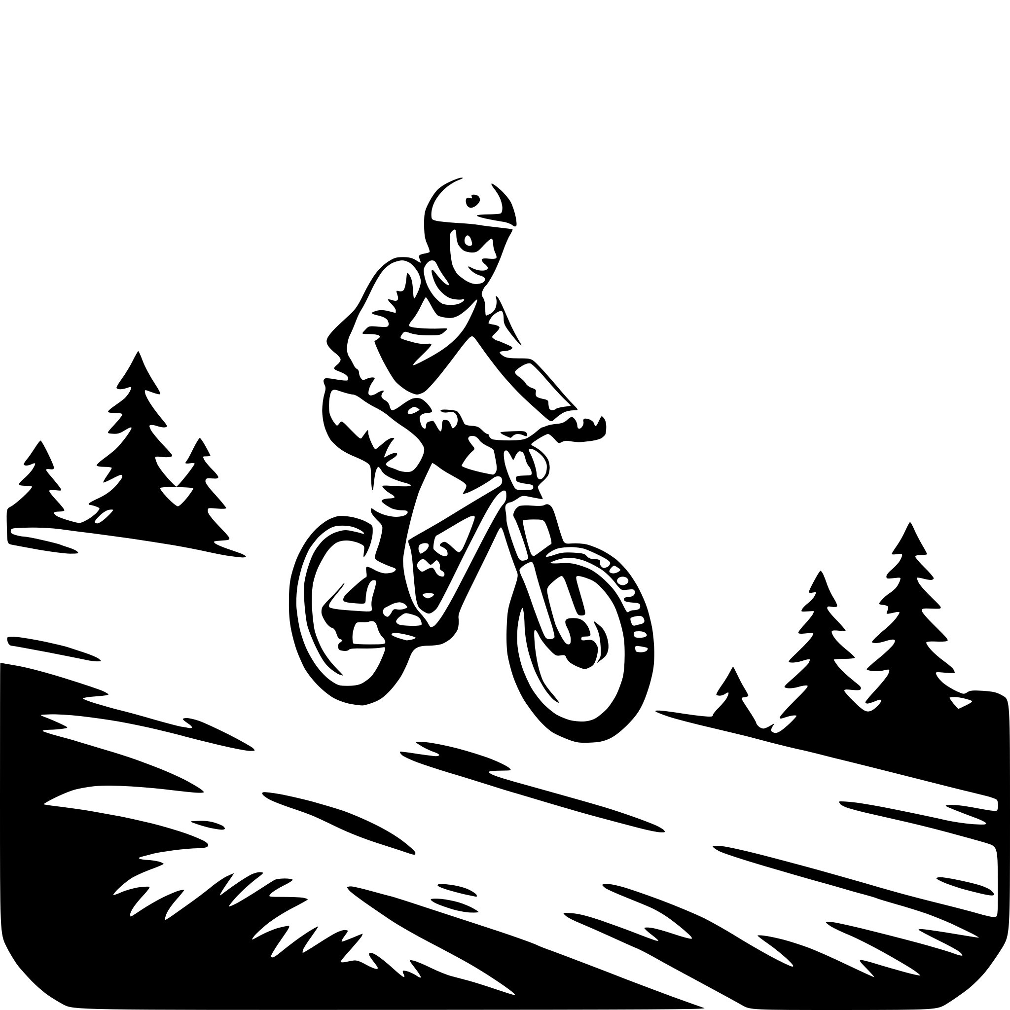 AI-generated SVG of 'mountain biking downhill'