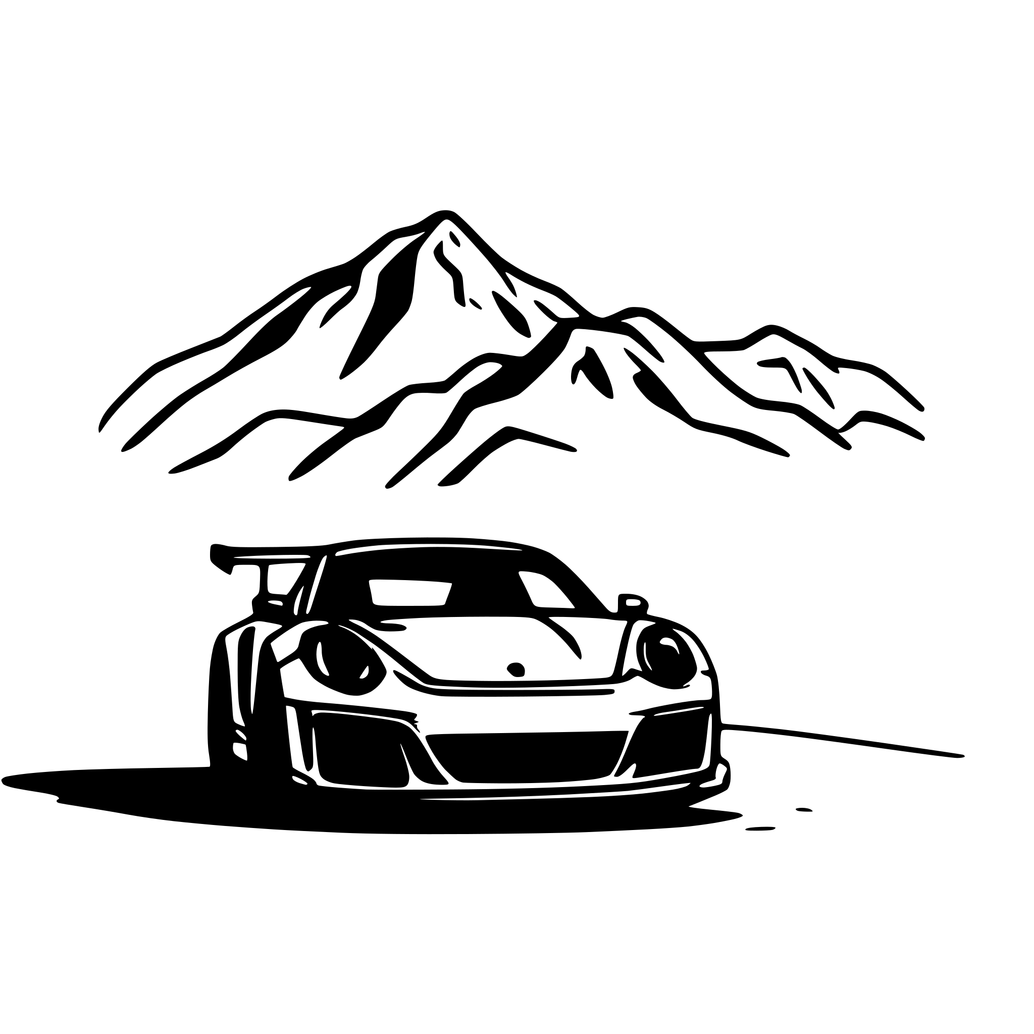 AI-generated SVG of a Porsche 911 gt3 rs with mountains in the background