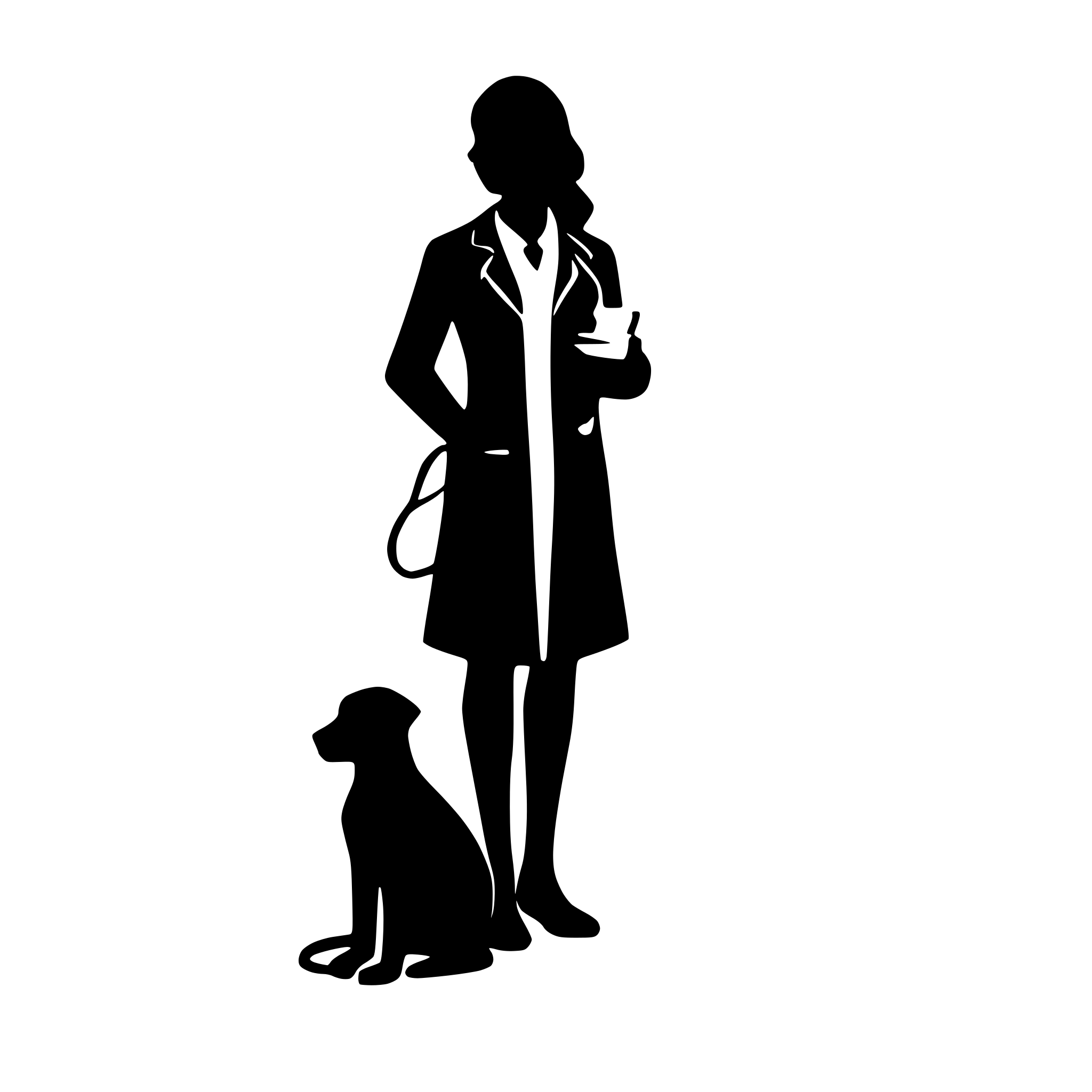 AI-generated SVG of 'a minimalist vector image of a veterinarian with a stethoscope on their neck and with a pet on a blank background'