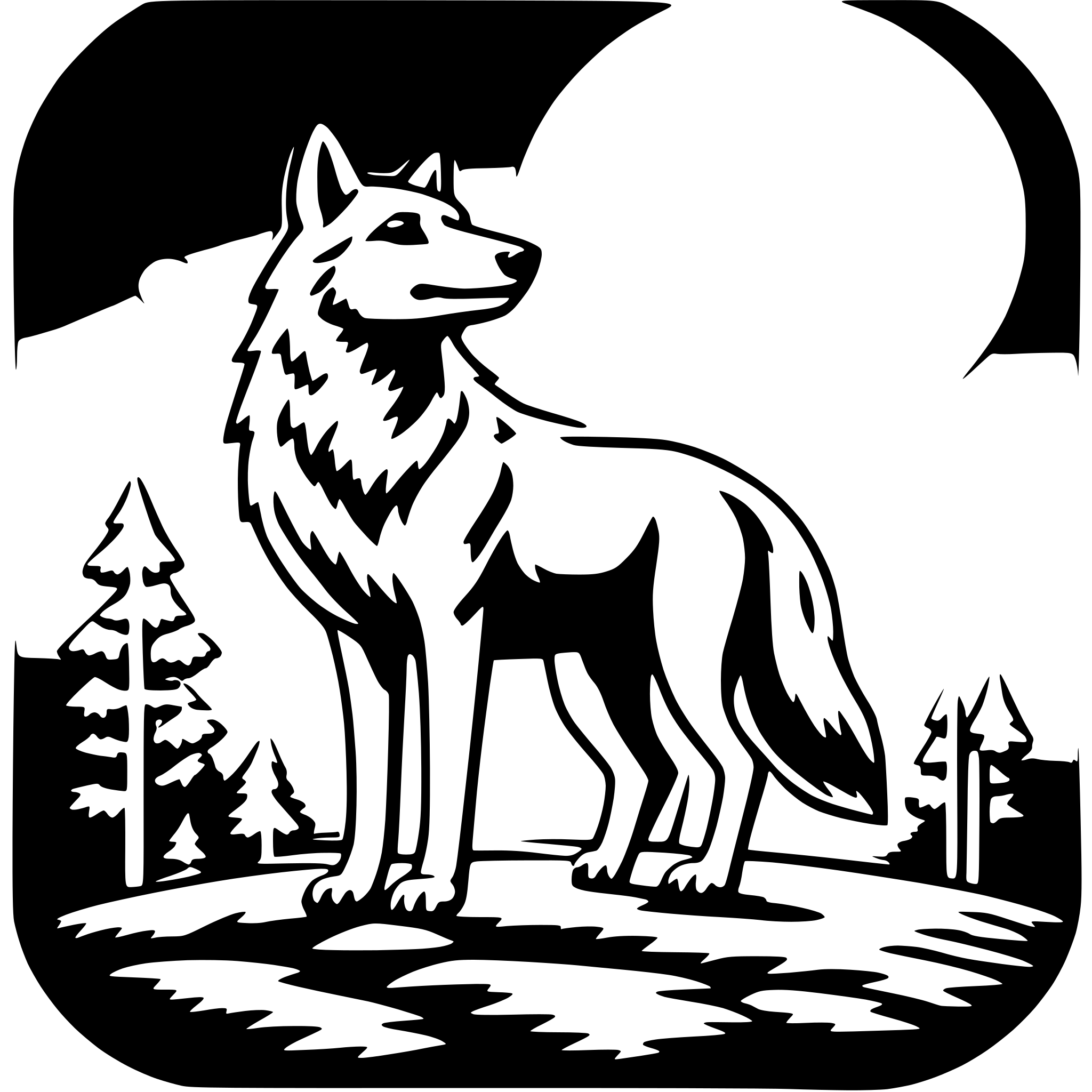 AI-generated SVG of a wolf in moonlight