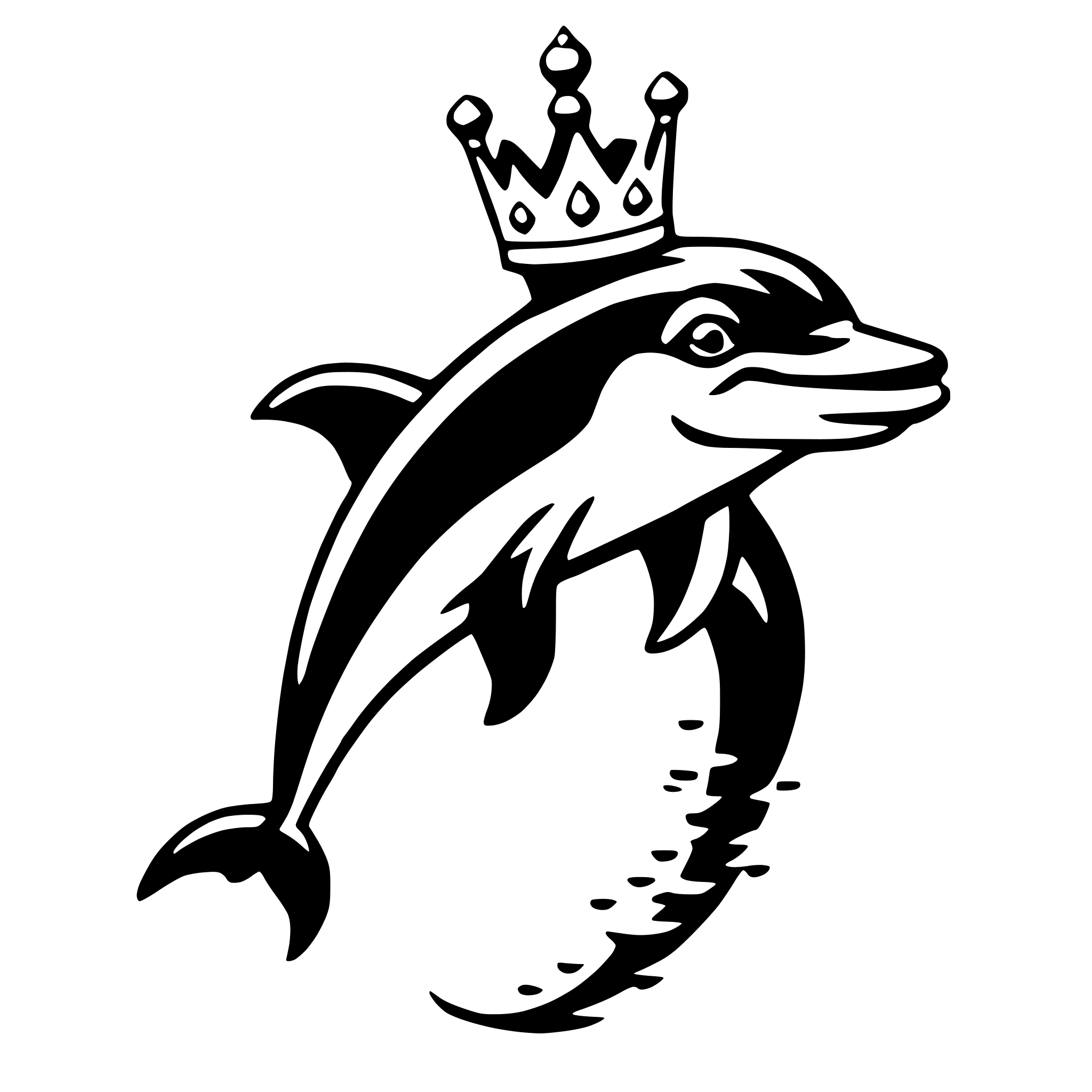AI-generated SVG of a dolphin with crown
