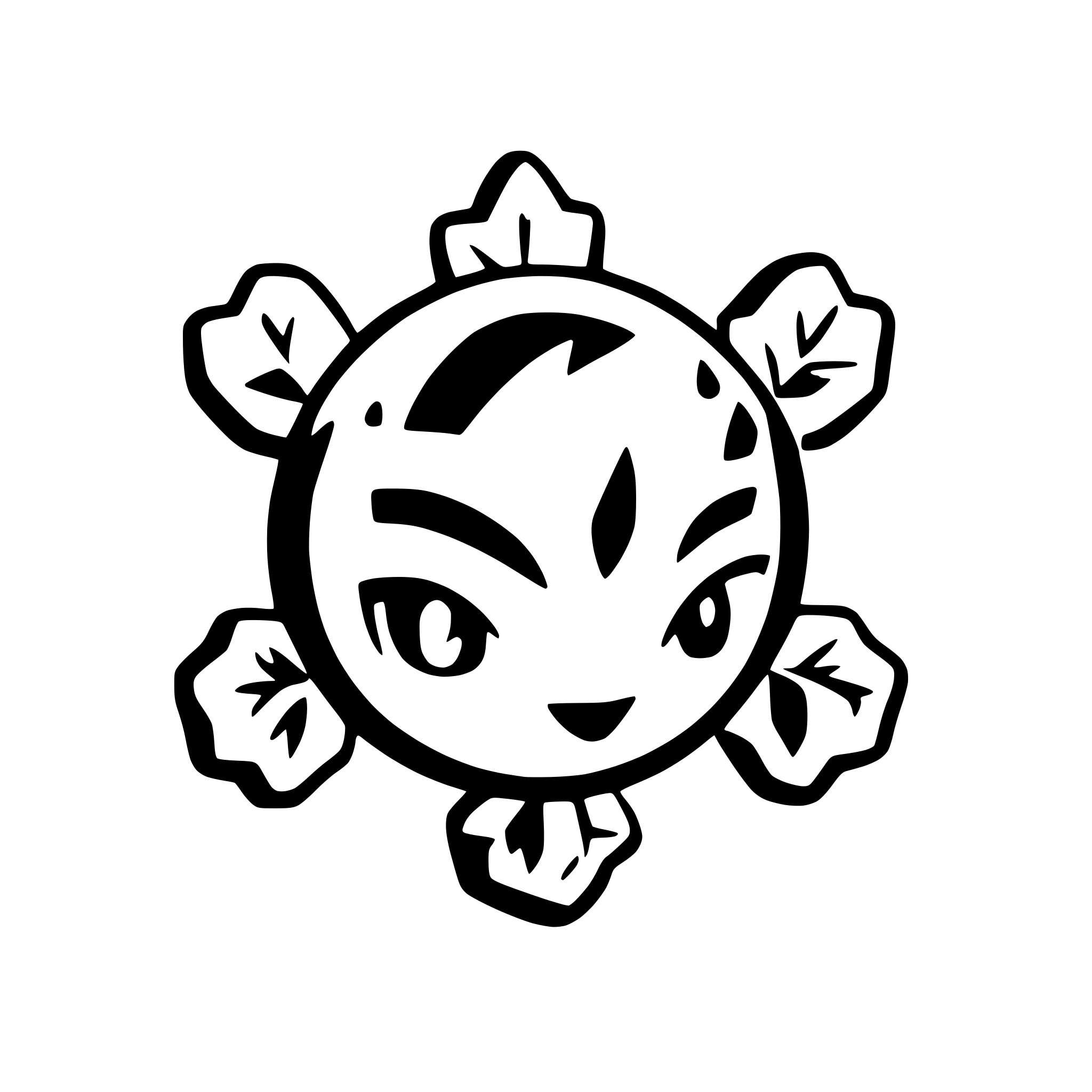 AI-generated SVG of a snowflake with round firefox