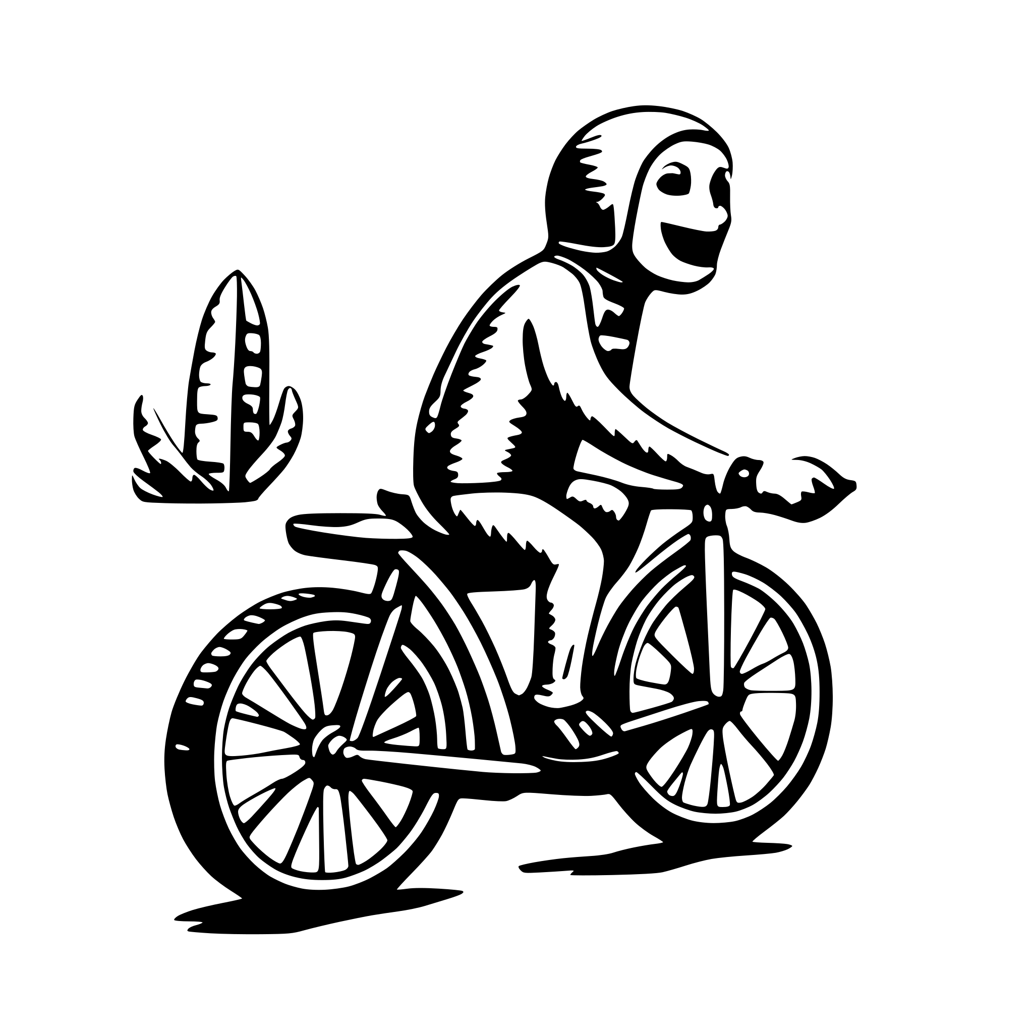 AI-generated SVG of a Draw a banana riding a bicycle