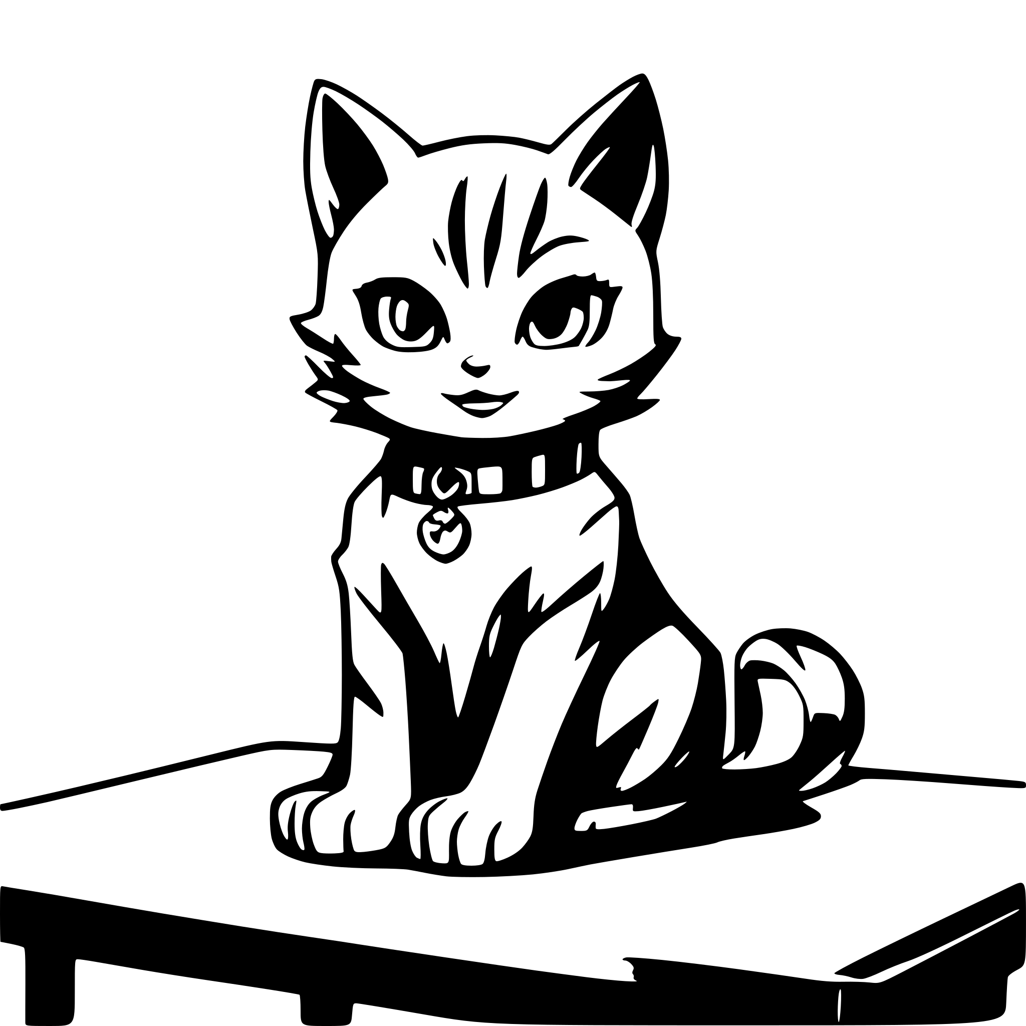 AI-generated SVG of a Cat sitting on table manga style