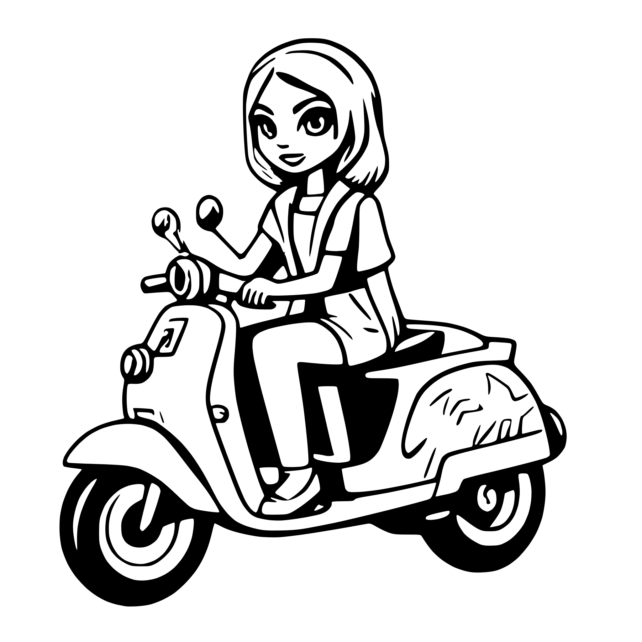 AI-generated SVG of a Woman on a vespa