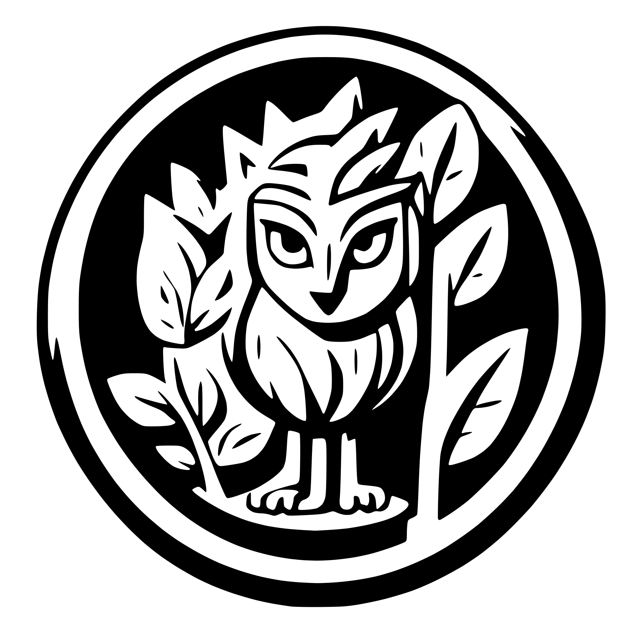 AI-generated SVG of a A owl, swan and lion