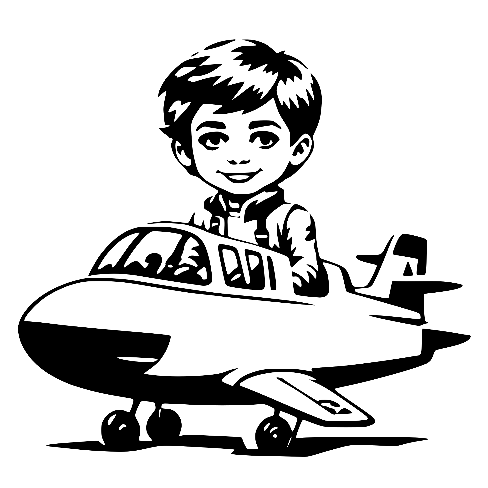 AI-generated SVG of a plane with a little cute boy in the cockpit
