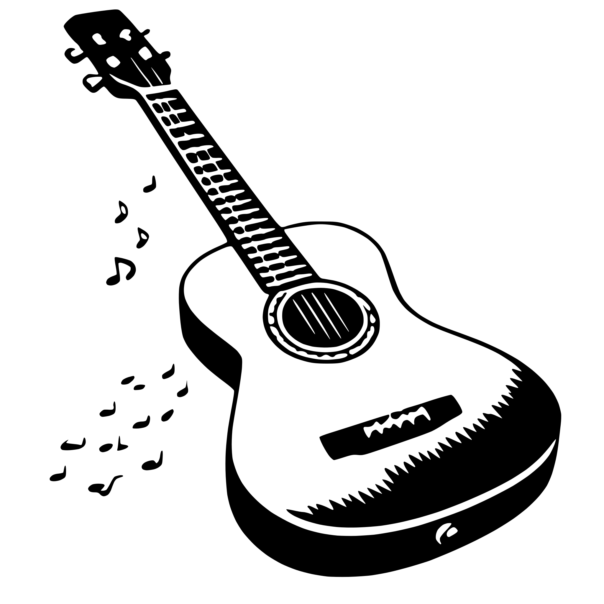 AI-generated SVG of 'guitar and notes'