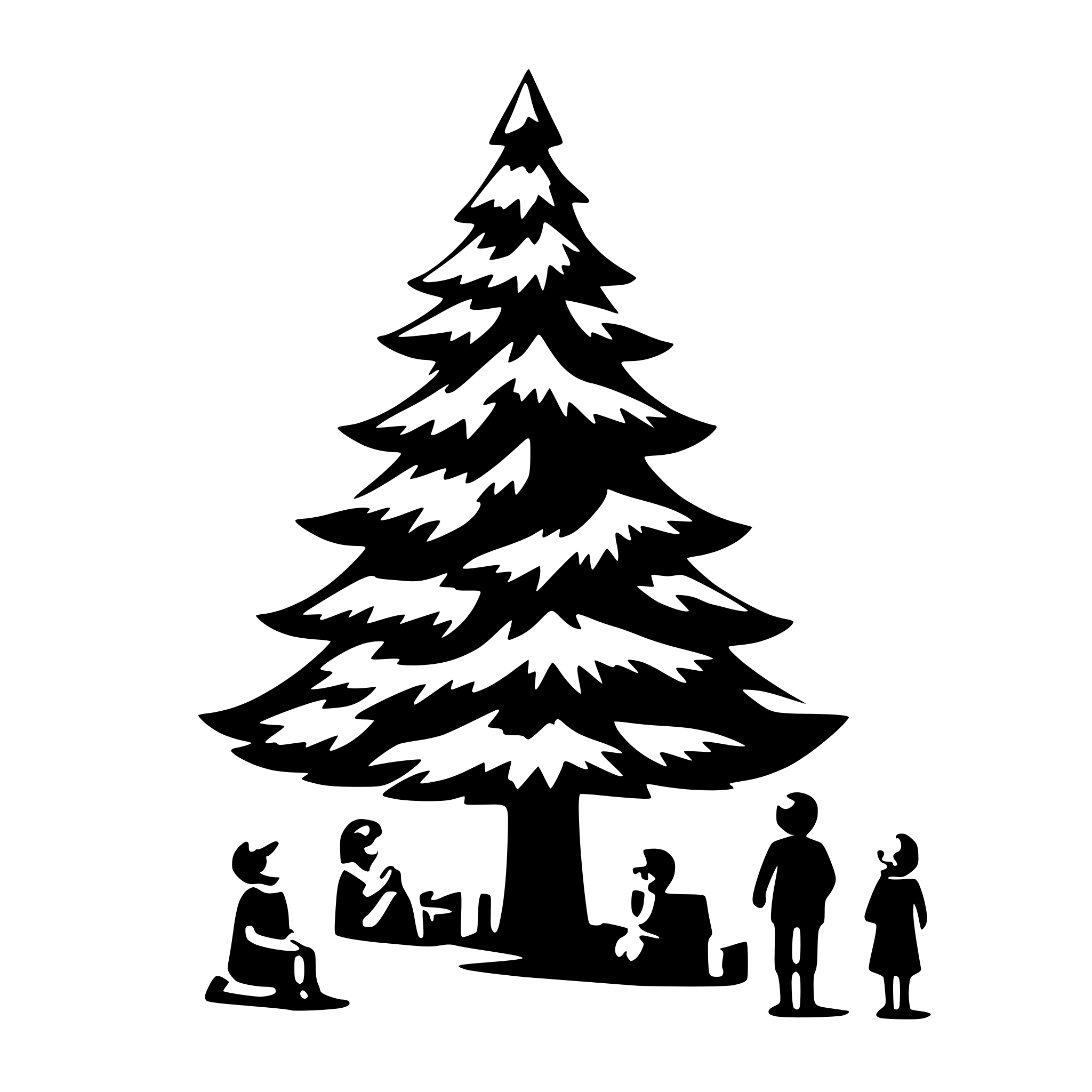 AI-generated SVG of 'christmas tree with childrens around'